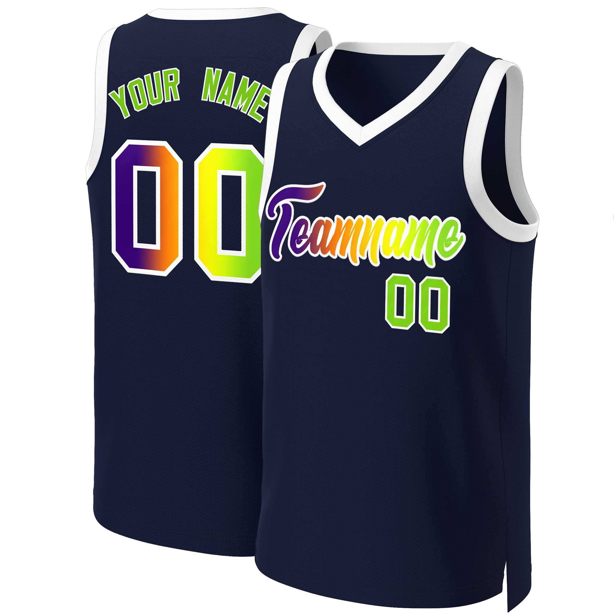 Benutzerdefiniertes Basketballtrikot mit klassischem Farbverlauf und modischen Oberteilen