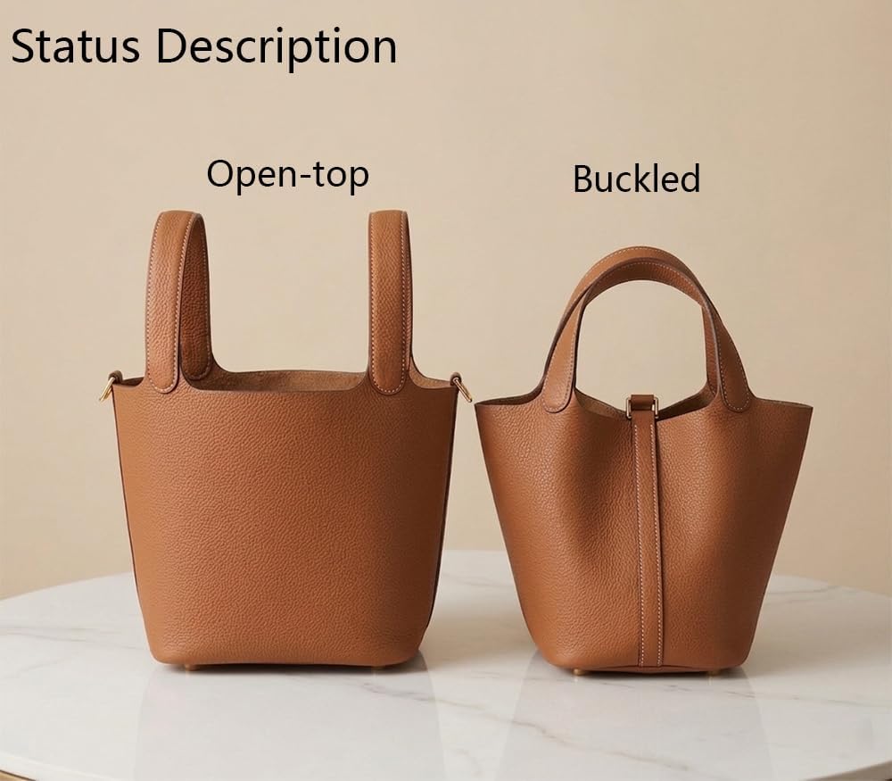Women's Genuine Leather Bucket Tote Handbag With Lock Beige Women's Genuine Leather Bucket Tote Handbag With Lock Beige