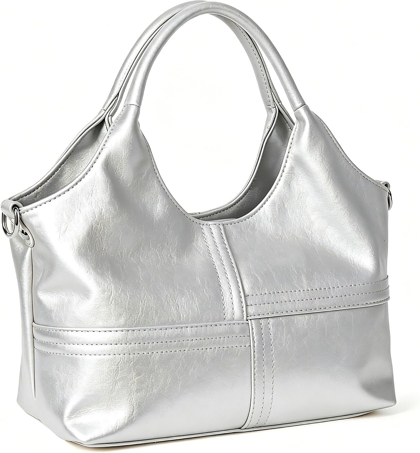 Women's Metallic Tote Bag Silver