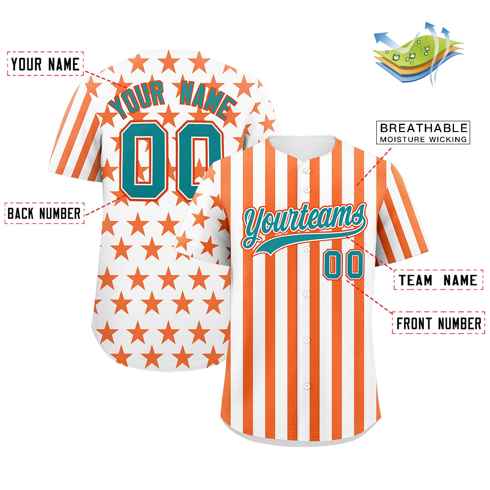Benutzerdefiniertes Graffiti-Muster-Baseball-Trikot mit amerikanischer Flagge