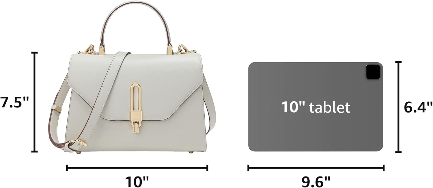 Women's Structured Vegan Leather Top-Handle Satchel, White Women's Structured Vegan Leather Top-Handle Satchel, White