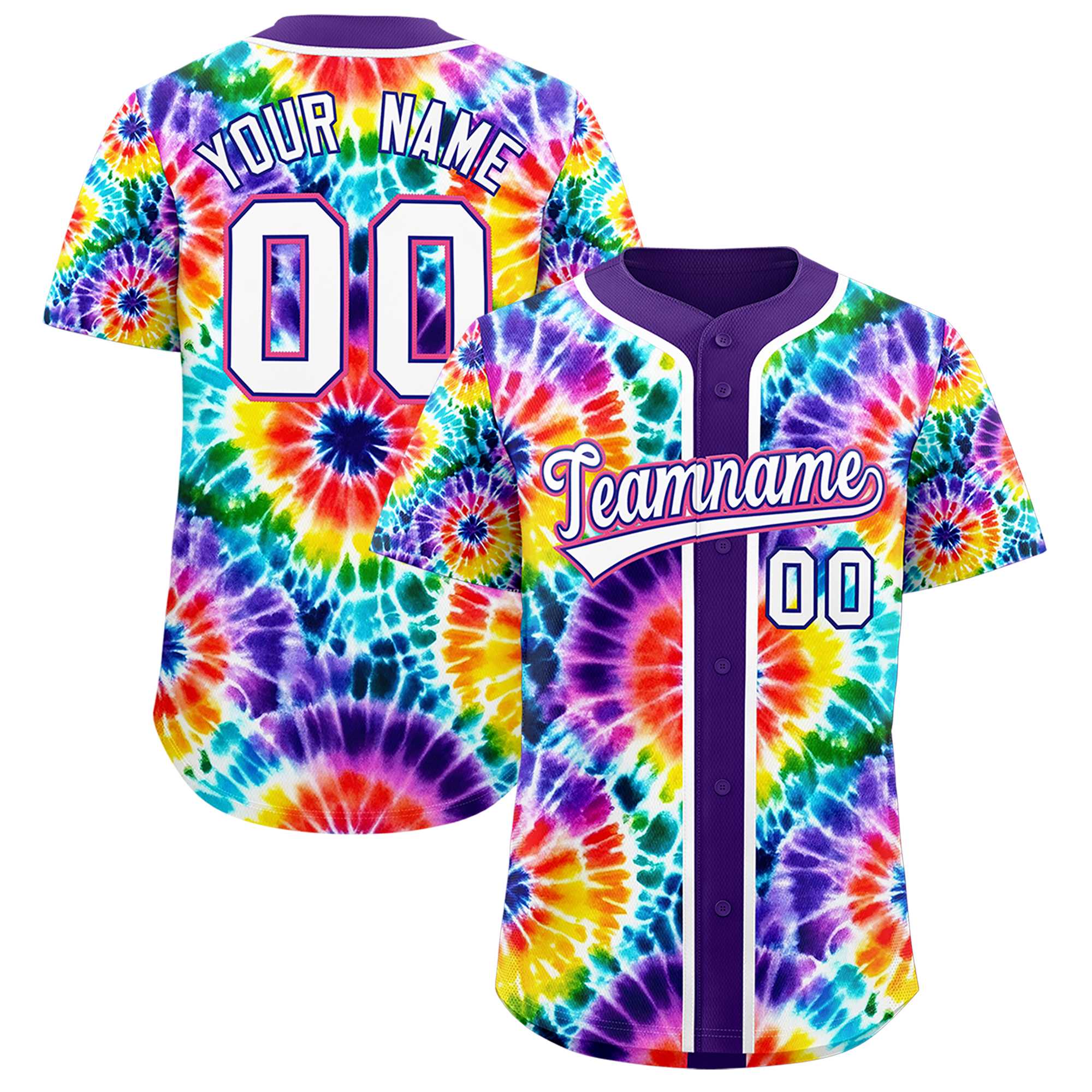 Authentisches Baseball-Trikot mit individuellem Tie-Dye-Graffiti-Muster Authentisches Baseball-Trikot mit individuellem Tie-Dye-Graffiti-Muster