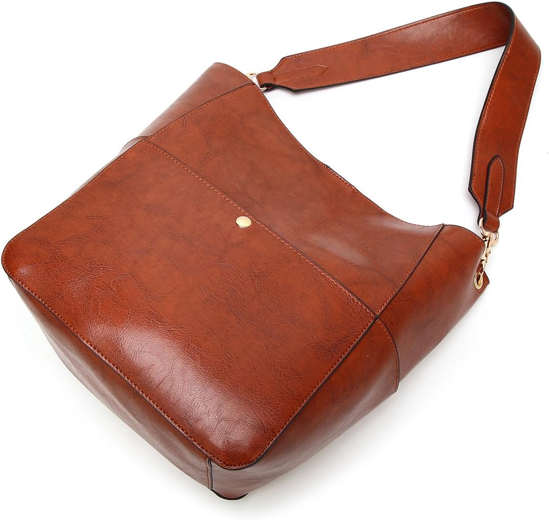 Women's PU Leather Hobo Tote Bag Brown
