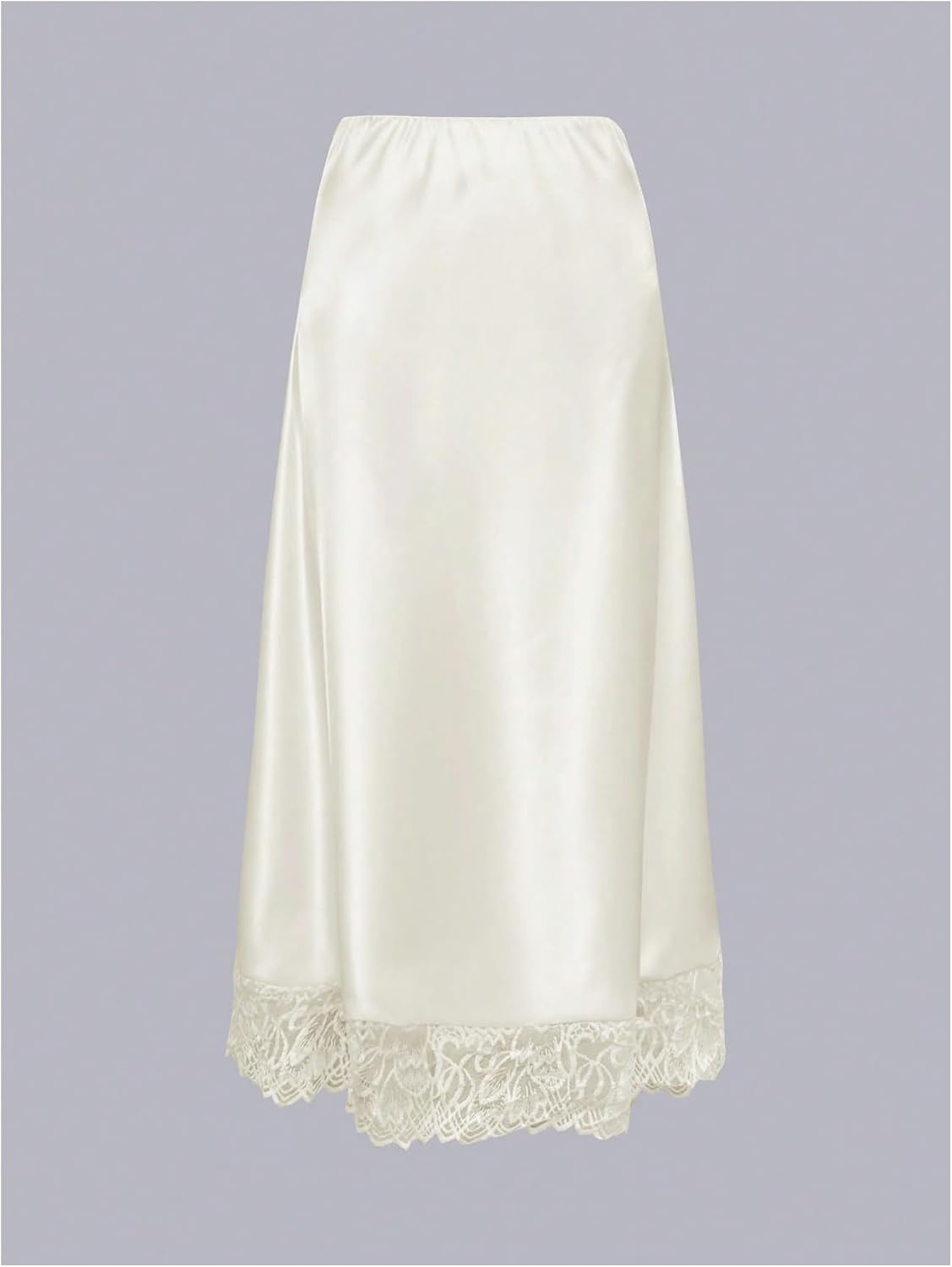 Women's Lace Trim Maxi Skirt Side Zipper Ivory Women's Lace Trim Maxi Skirt Side Zipper Ivory