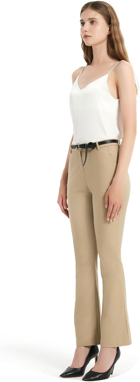 Womens Flare Dress Pants High Waisted Straight Leg Petite Work Office Slacks Professional for Women