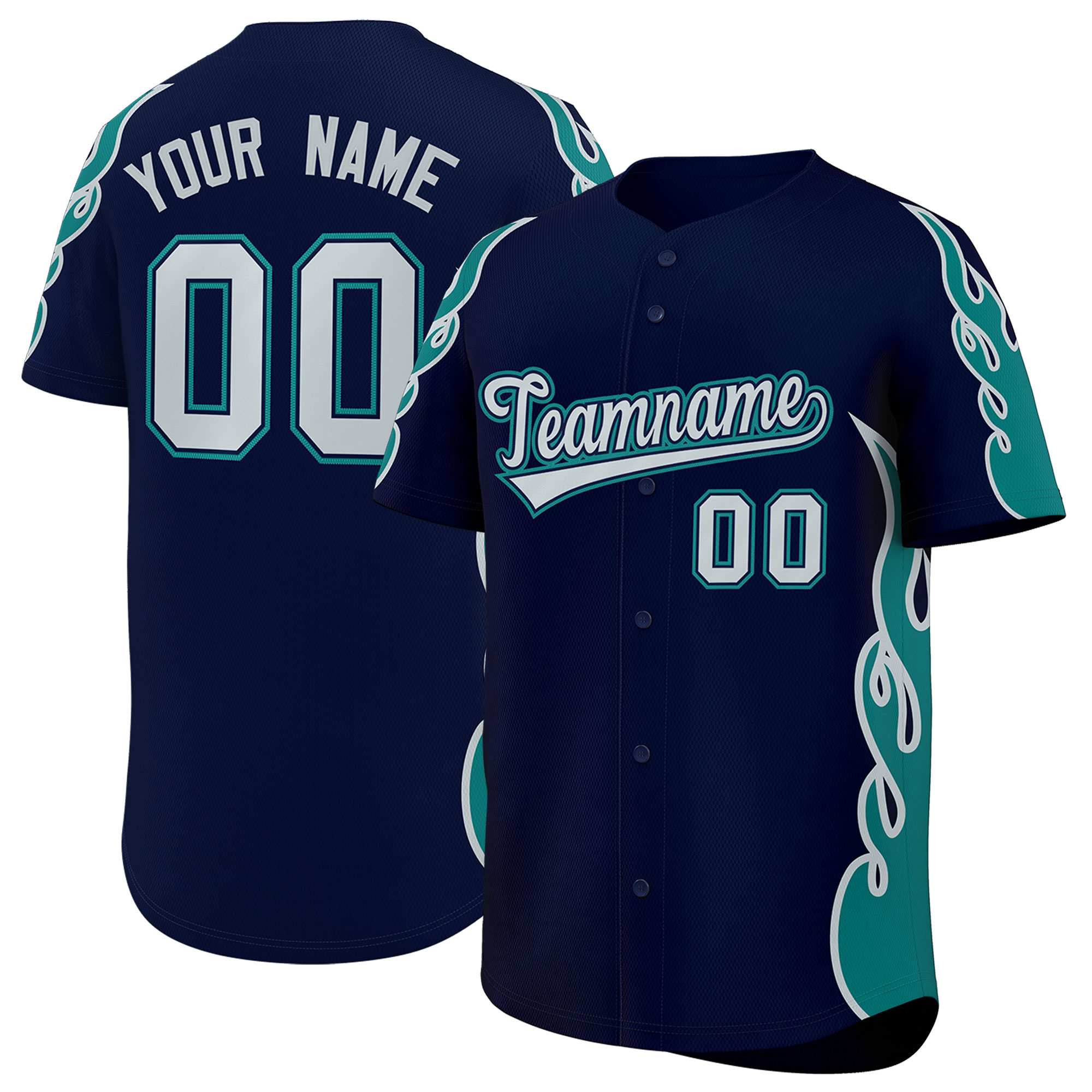 Benutzerdefiniertes Baseball-Trikot mit Seitenflammen-Umrissmuster für Sportuniformen