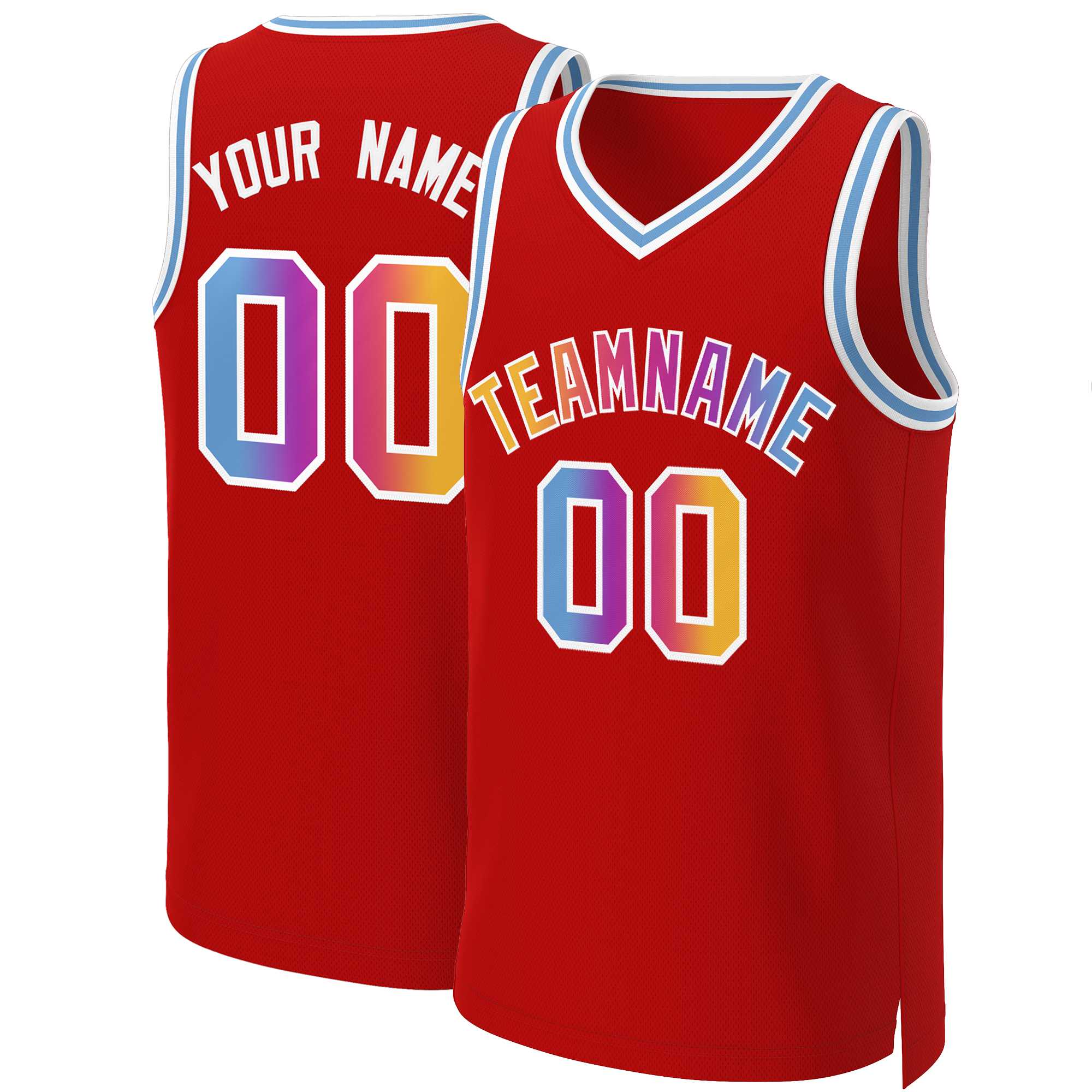 Benutzerdefiniertes Basketballtrikot mit klassischem Farbverlauf und modischen Oberteilen