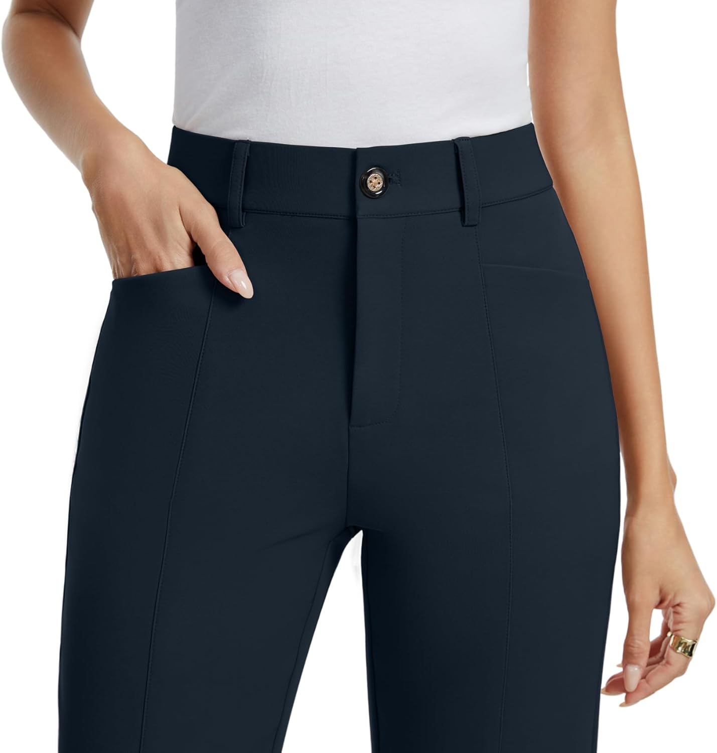 Women's Business Casual Wide Leg Pants High Waisted Dress Trousers Summer Work with Pockets