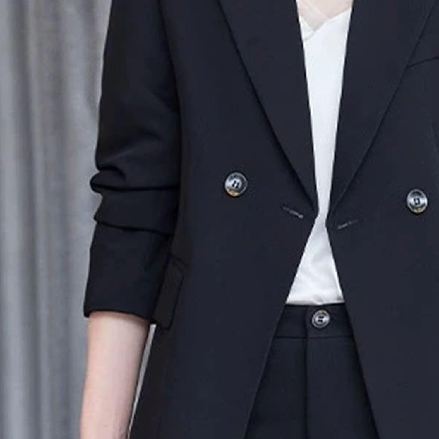 Women's Double Breasted Longline Blazer Black Women's Double Breasted Longline Blazer Black