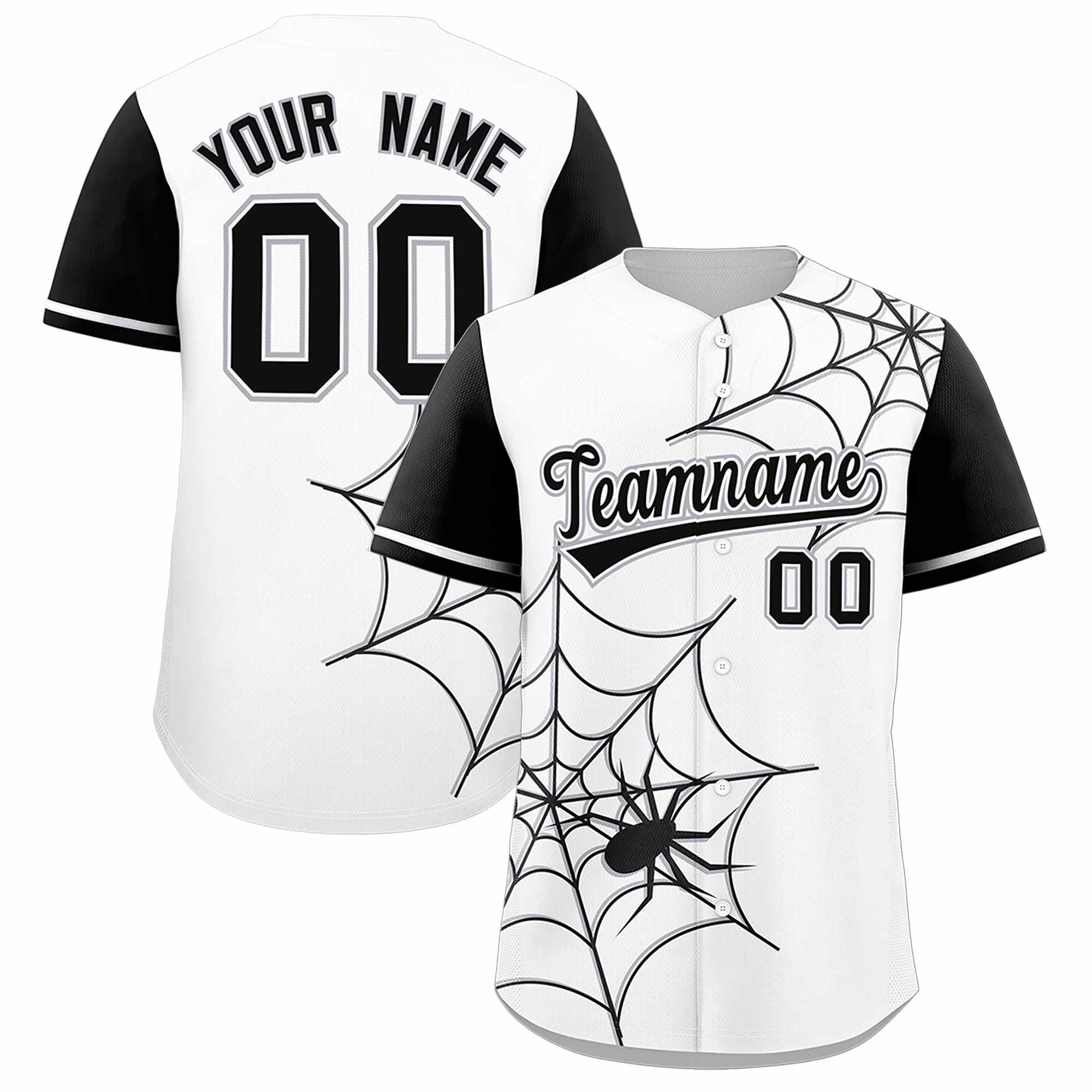 Benutzerdefiniertes Spinnennetz-Muster, Raglanärmel, authentisches Baseball-Trikot
