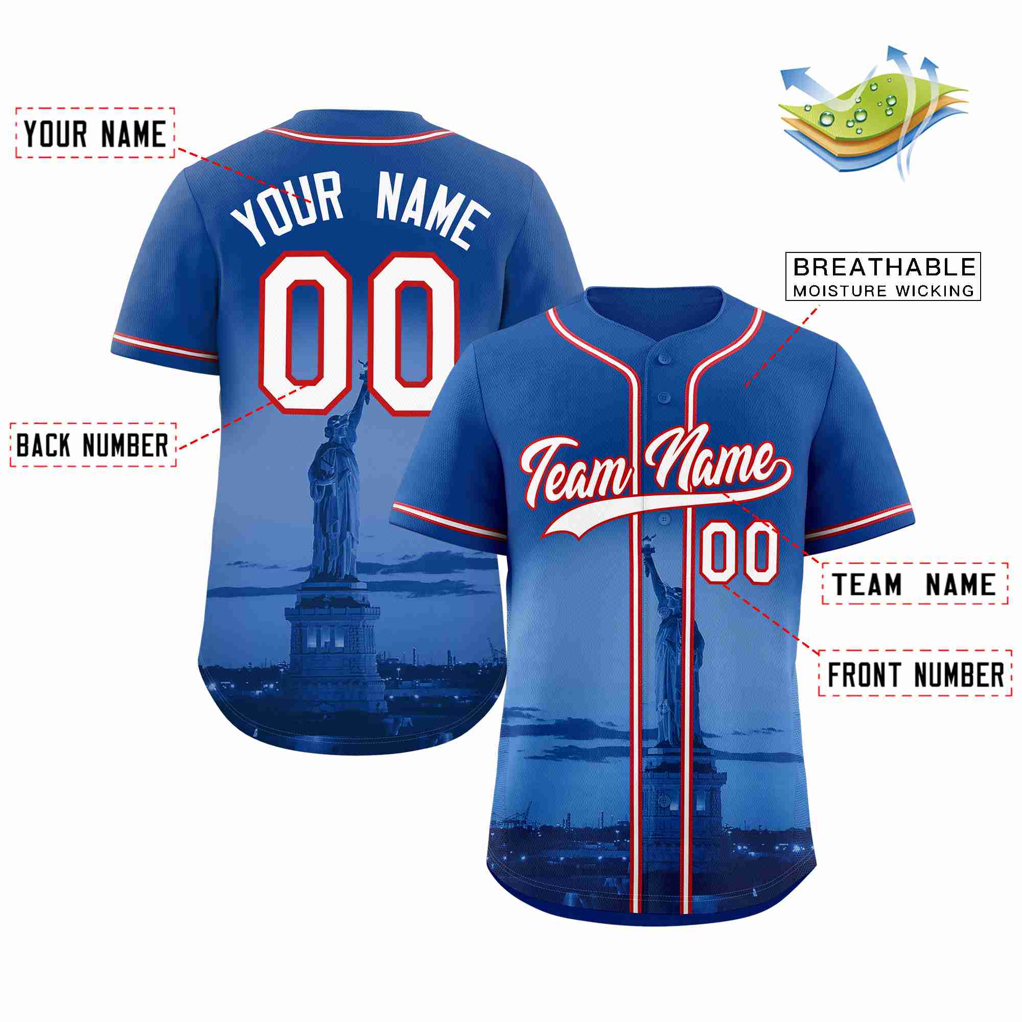 Benutzerdefiniertes New York City Skyline Baseball-Trikot
