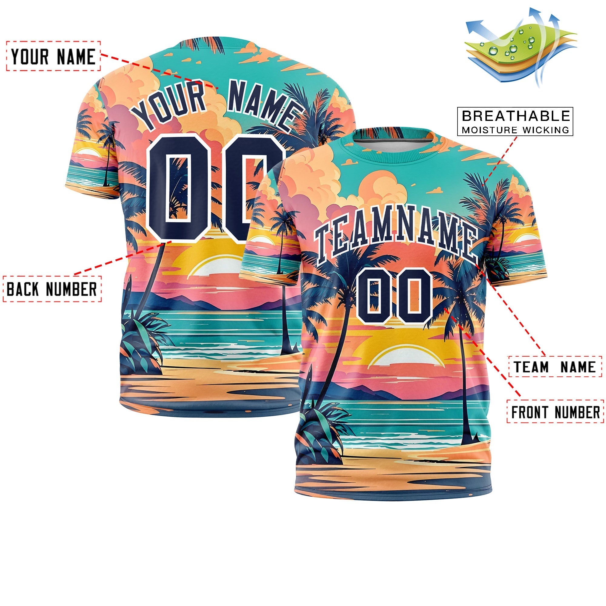 Benutzerdefiniertes T-Shirt im hawaiianischen Stil mit Graffiti-Muster