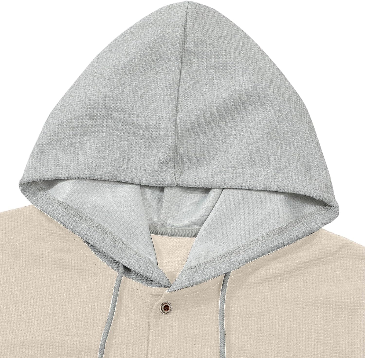 Men's Two Tone Button Down Hooded Shirt Khaki Men's Two Tone Button Down Hooded Shirt Khaki