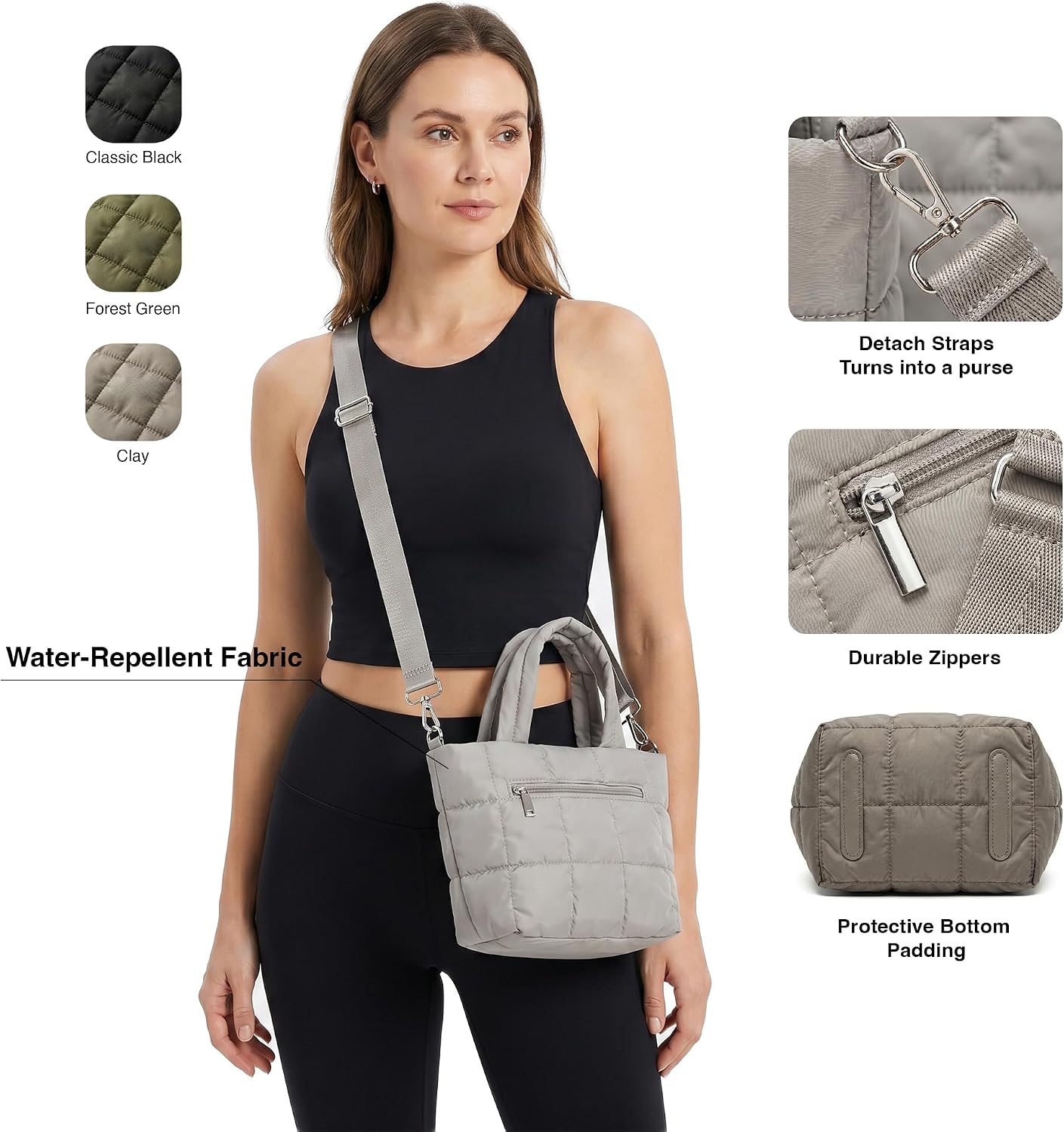 Women's Quilted Puffer Crossbody Tote Bag Women's Quilted Puffer Crossbody Tote Bag