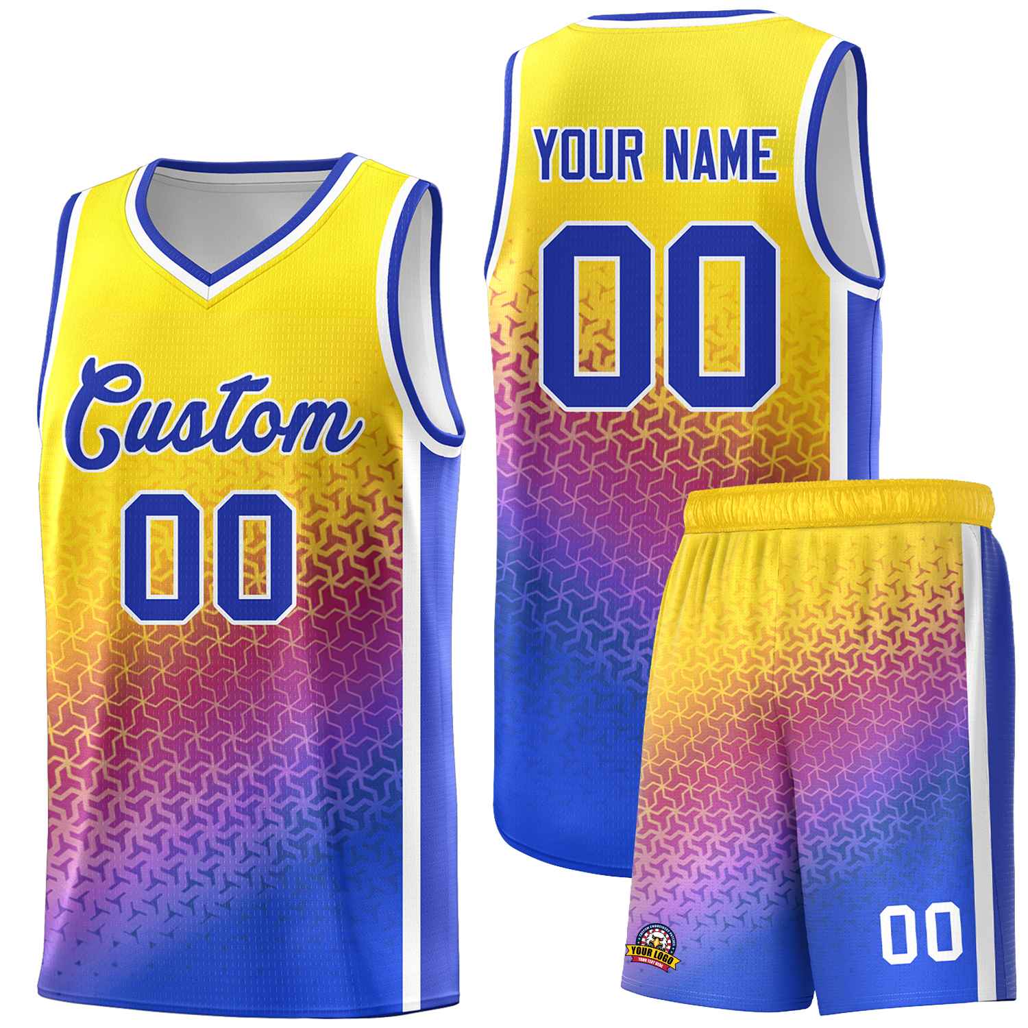 Benutzerdefiniertes Farbverlaufsdesign mit unregelmäßigen Formen und Mustern, Sportuniform-Basketballtrikot
