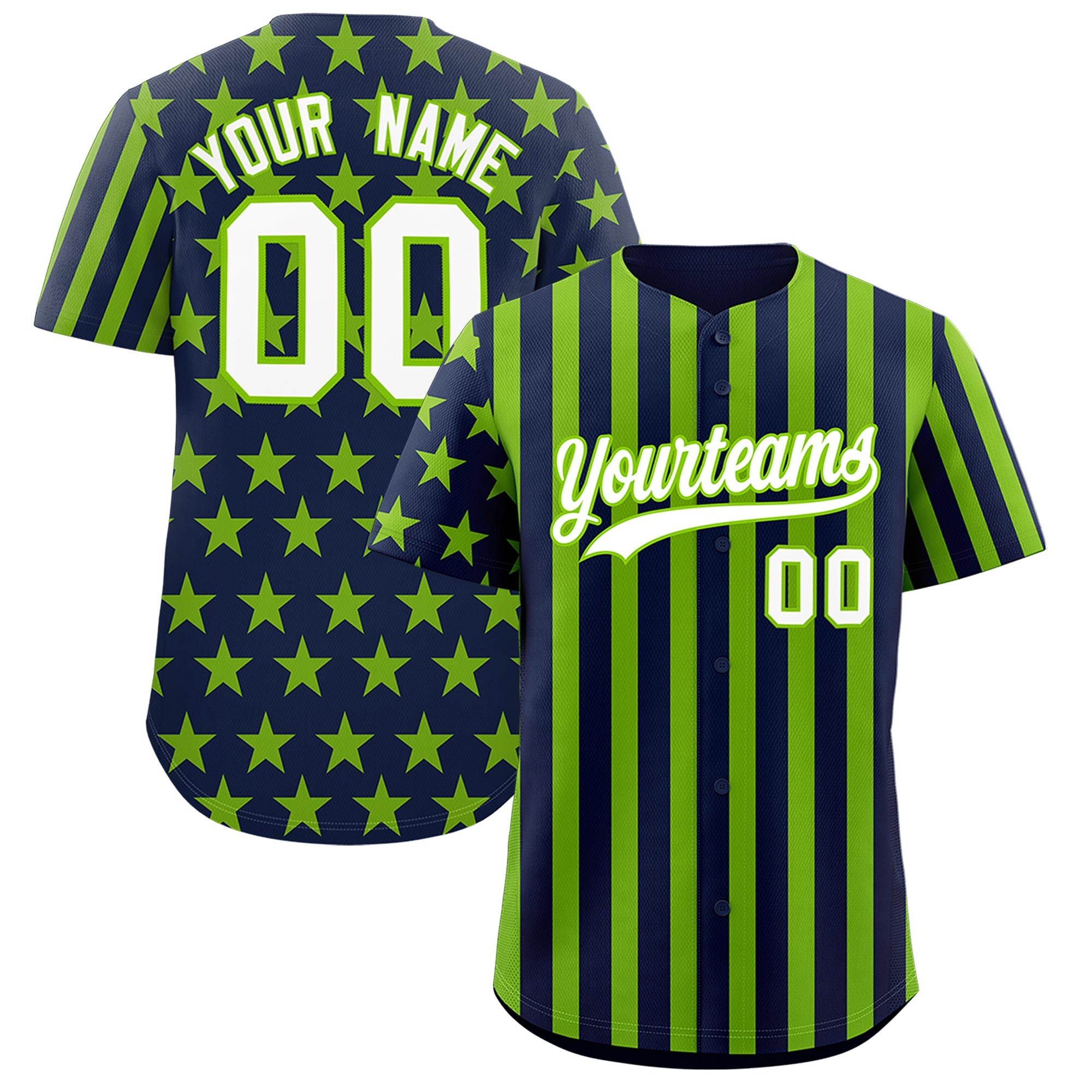 Benutzerdefiniertes Graffiti-Muster-Baseball-Trikot mit amerikanischer Flagge