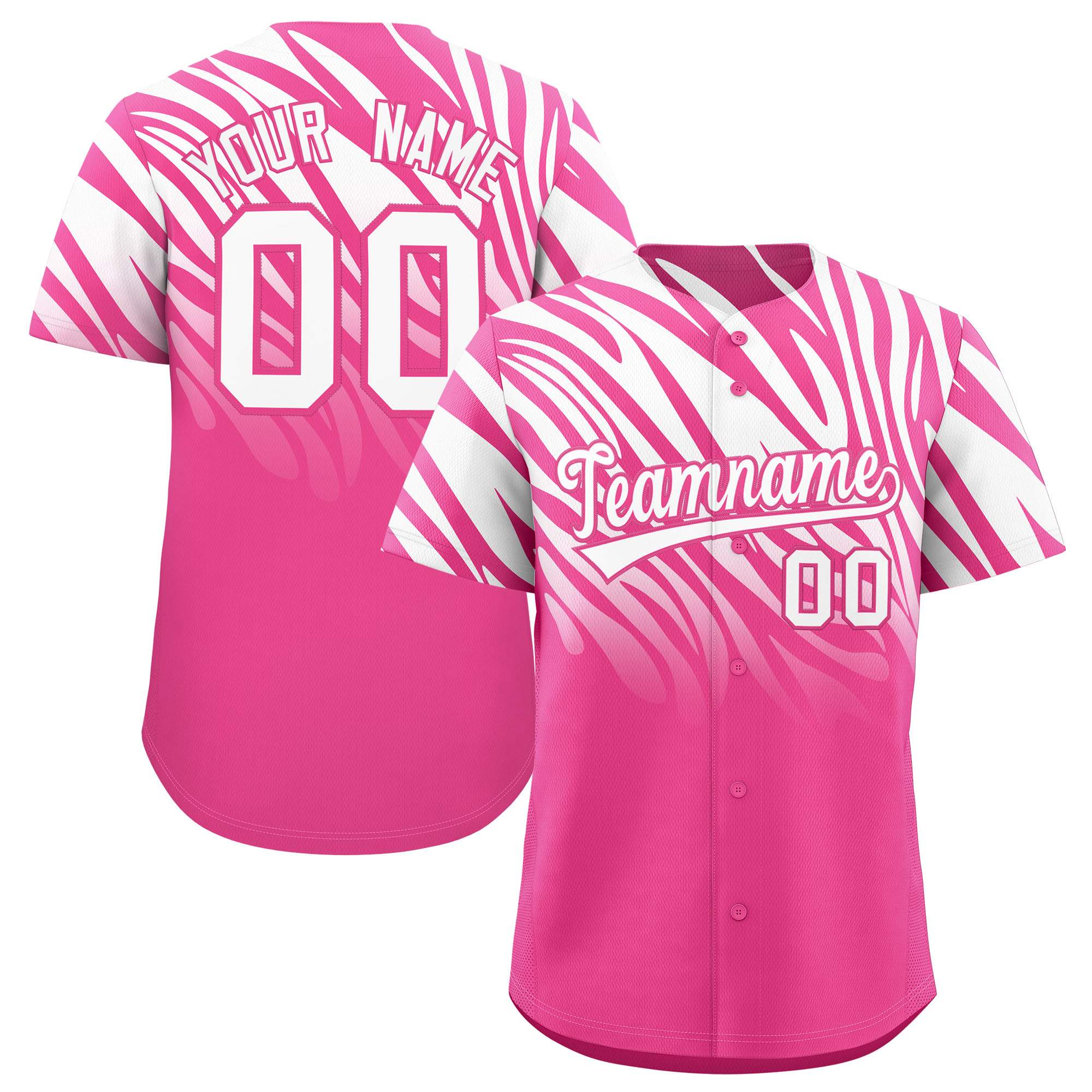 Benutzerdefiniertes Team-Shirt mit Tiger-Streifen und Farbverlauf und Tierdruck, Baseball-Trikot
