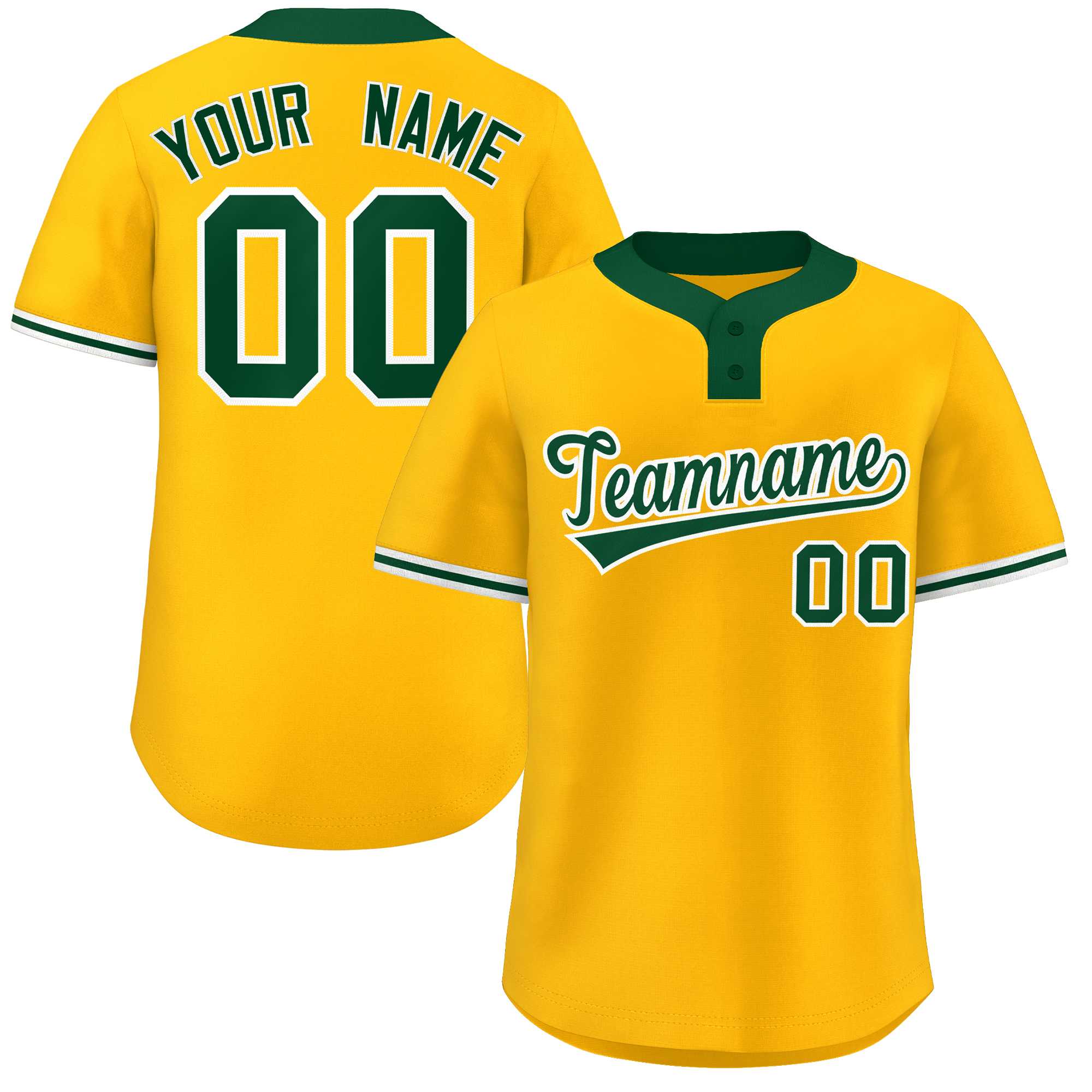 Custom Kelly Green-White Classic Style Authentic Two-Button Softball Jersey