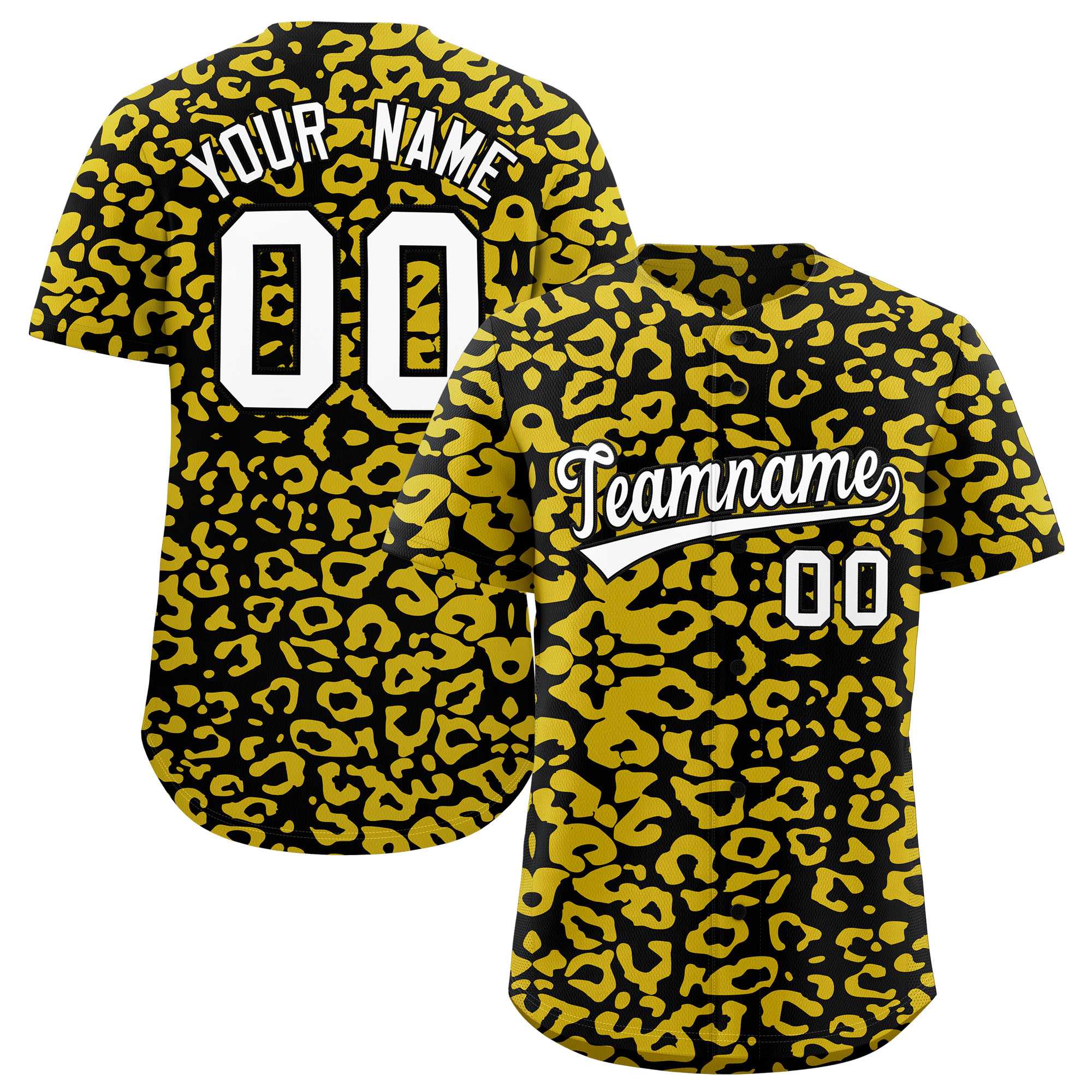 Authentisches Baseball-Trikot mit individuell gestaltetem Leopardenmuster