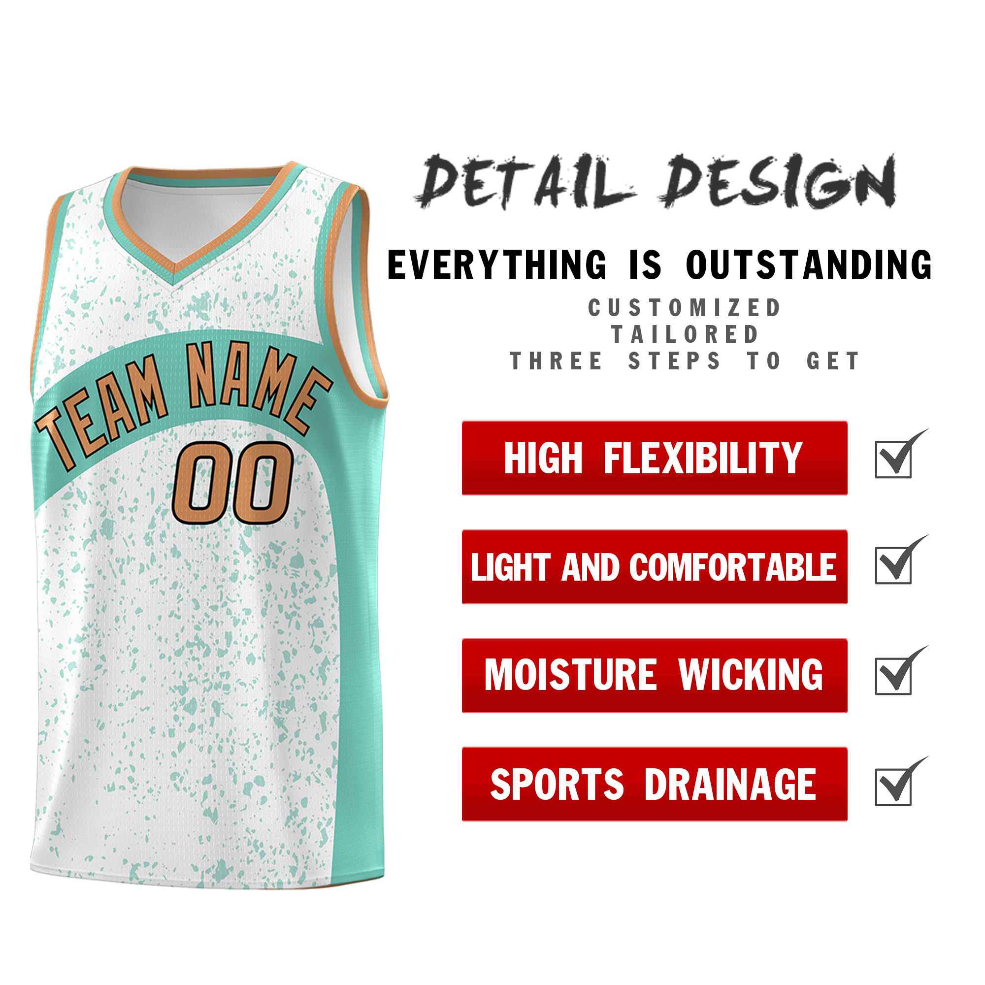 Benutzerdefiniertes weißes leuchtend grünes Punkt-Graffiti-Muster unregelmäßige Teamnamen Sportuniform-Basketballtrikot