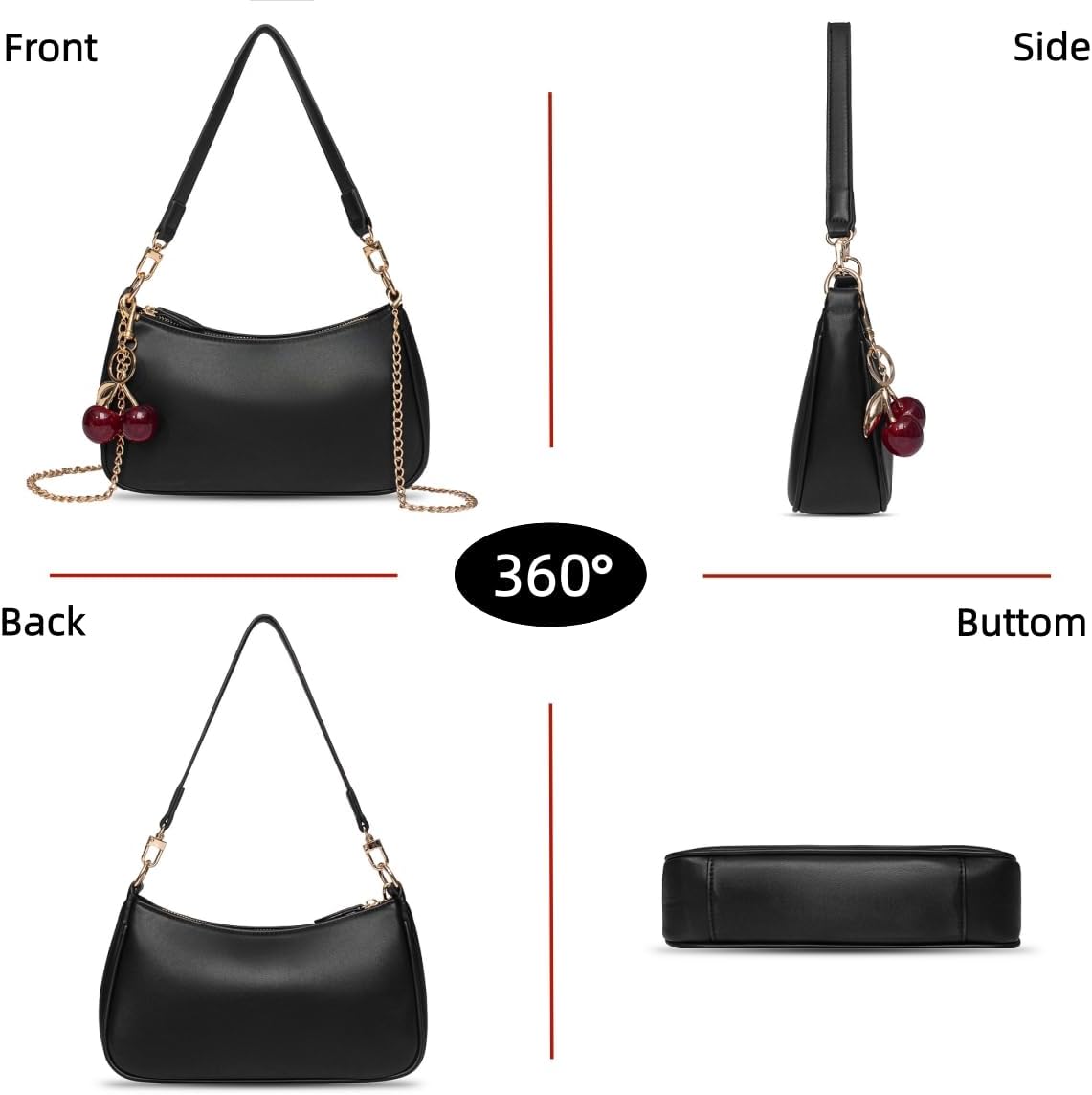 Women's PU Cherry Charm Shoulder Bag