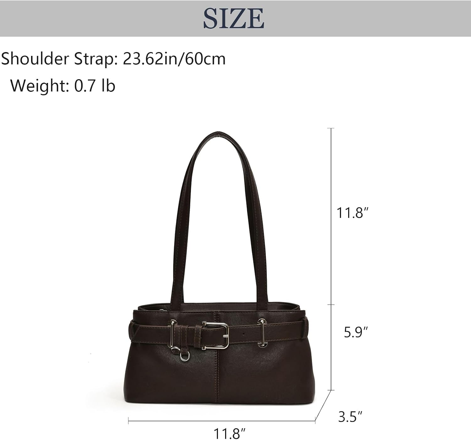Women's Y2K Belt Buckle Hobo Bag Brown PU Leather