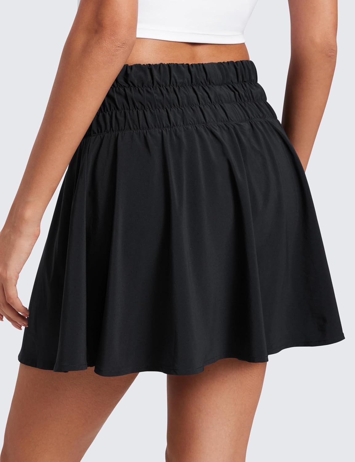 High Shirred-Waisted Tennis Skirts for Women - Mini Lined Golf Casual Athletic Flowy Skorts with Pockets High Shirred-Waisted Tennis Skirts for Women - Mini Lined Golf Casual Athletic Flowy Skorts with Pockets