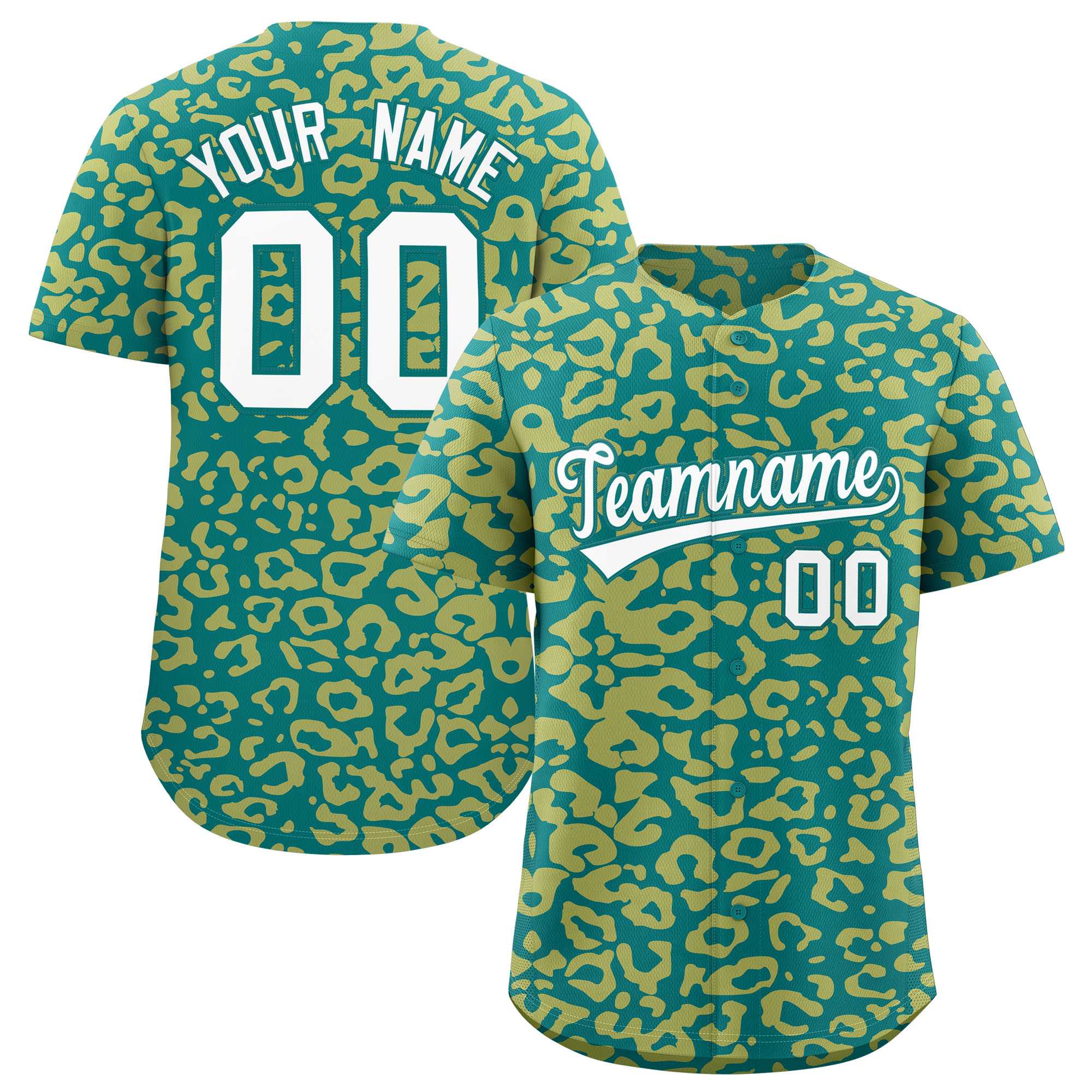 Authentisches Baseball-Trikot mit individuell gestaltetem Leopardenmuster