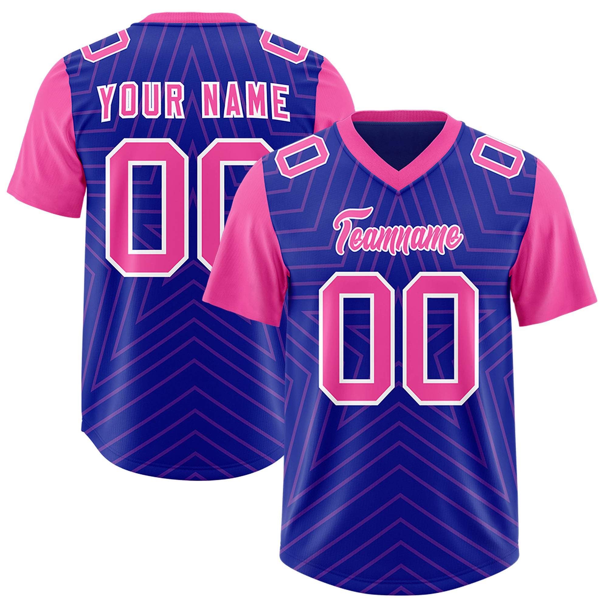 Individuell personalisiertes, authentisches Fußballtrikot mit Raglanärmeln und Sternenmuster