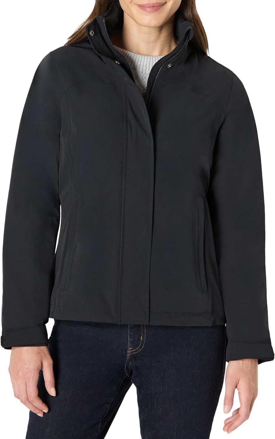 Women's Hooded Rain Jacket Lightweight Waterproof Black