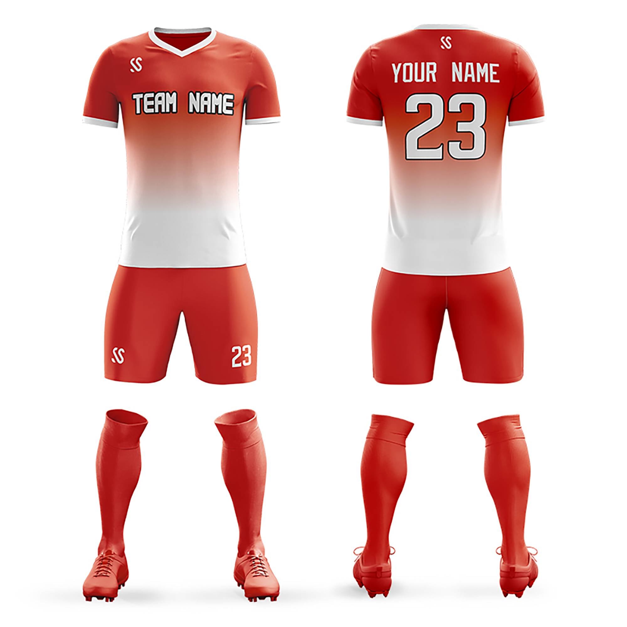 Benutzerdefiniertes Drucken von Sportbekleidungs-Fußball-Sets-Trikots