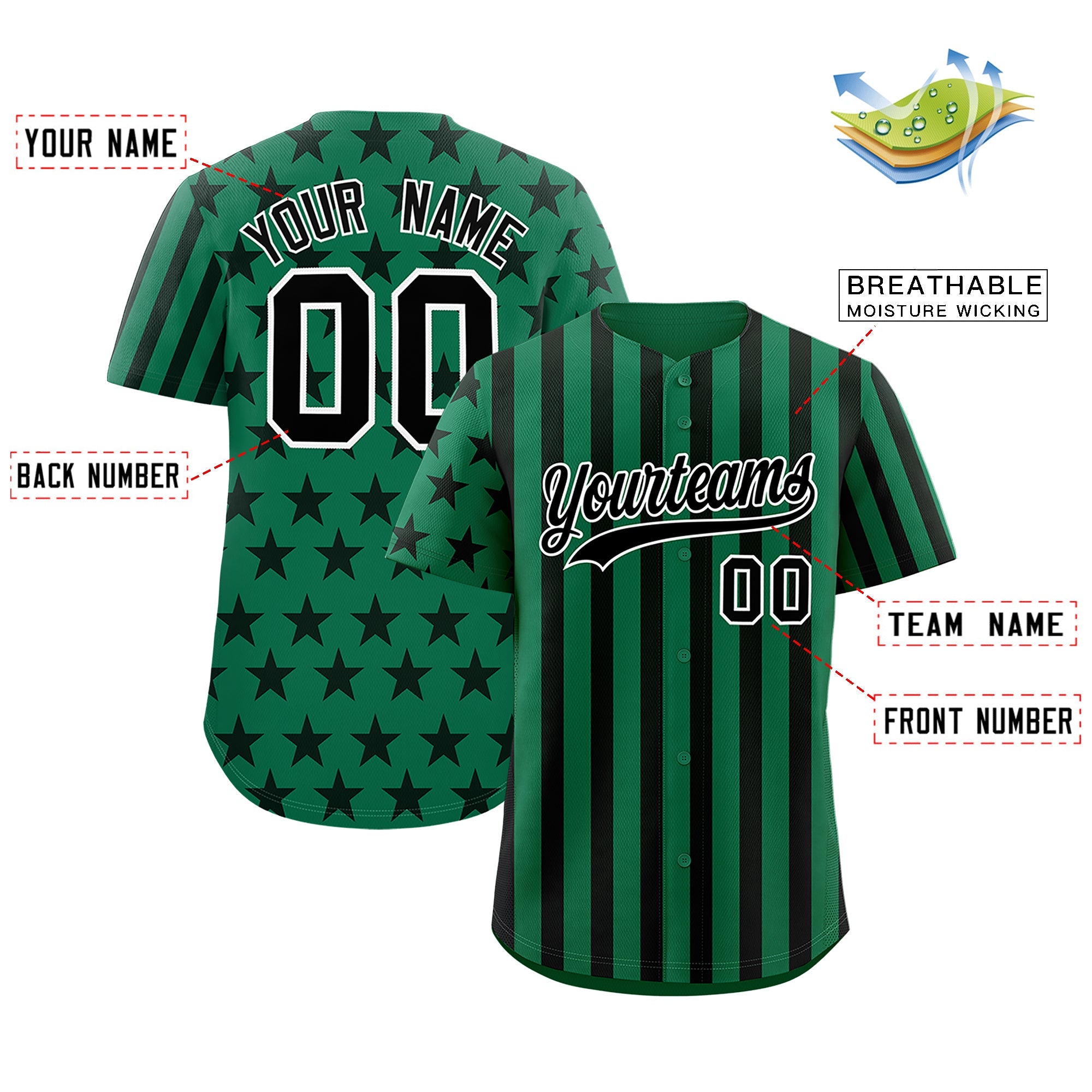 Benutzerdefiniertes Graffiti-Muster-Baseball-Trikot mit amerikanischer Flagge