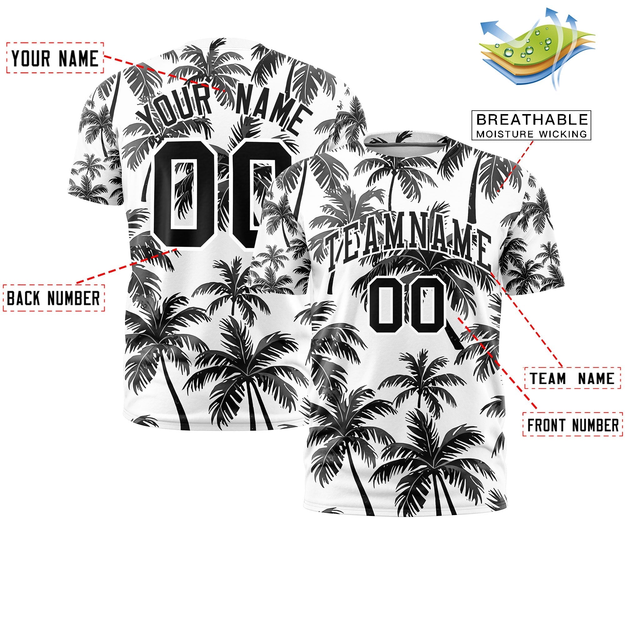 Benutzerdefiniertes T-Shirt im hawaiianischen Stil mit Graffiti-Muster
