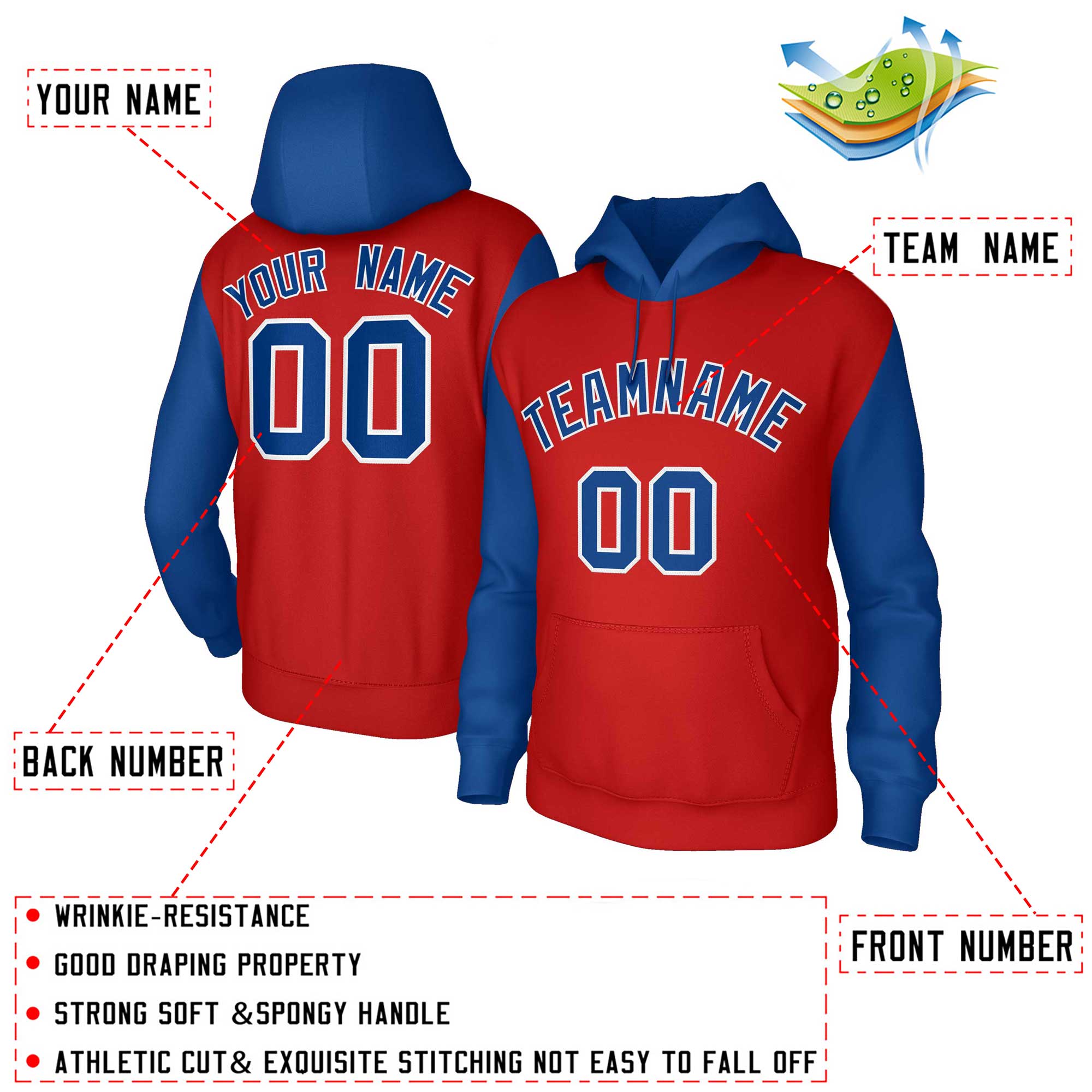 Benutzerdefinierte personalisierte Sweatshirt-Pullover-Hoodies mit Raglanärmeln
