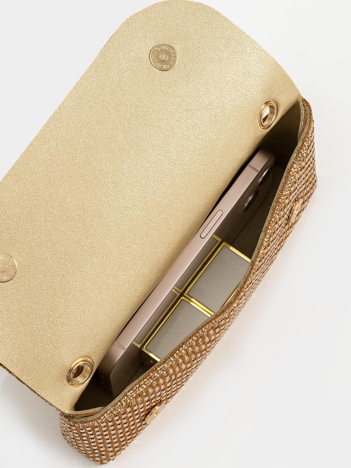 Women's Rhinestone Clutch Woven Evening Crossbody Purse Gold Women's Rhinestone Clutch Woven Evening Crossbody Purse Gold