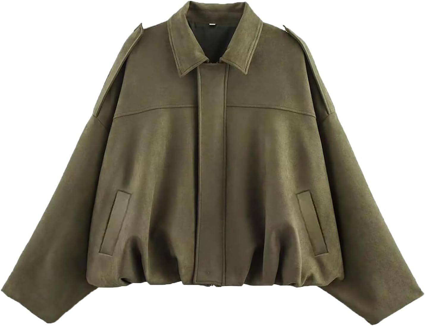 Womens Faux Suede Bomber Jacket Casual Lapel Pilot Cropped Coat Oversized Motorcycle Jackets Outerwear