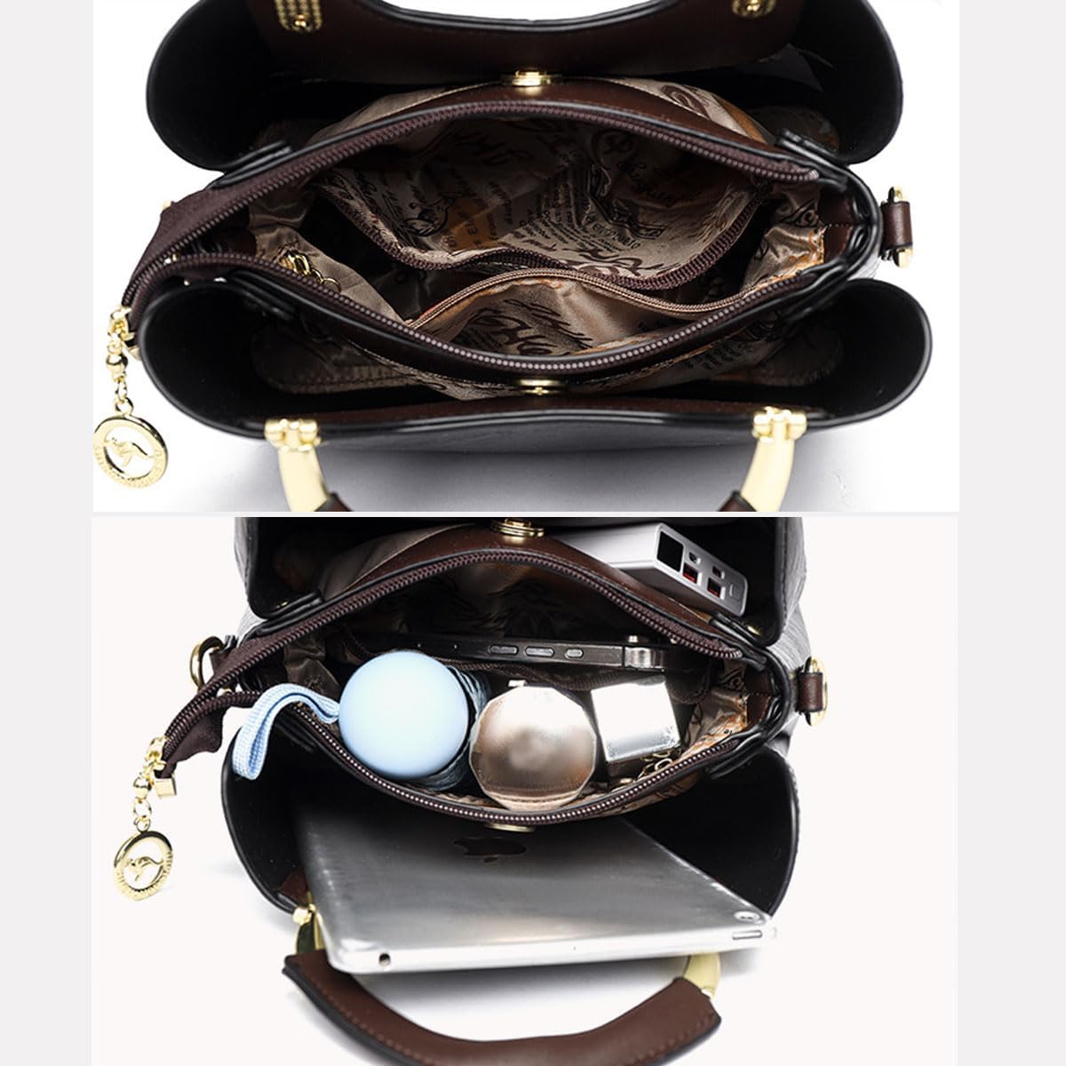 Women's Floral Embroidered Vegan Leather Handbag, Brown Women's Floral Embroidered Vegan Leather Handbag, Brown