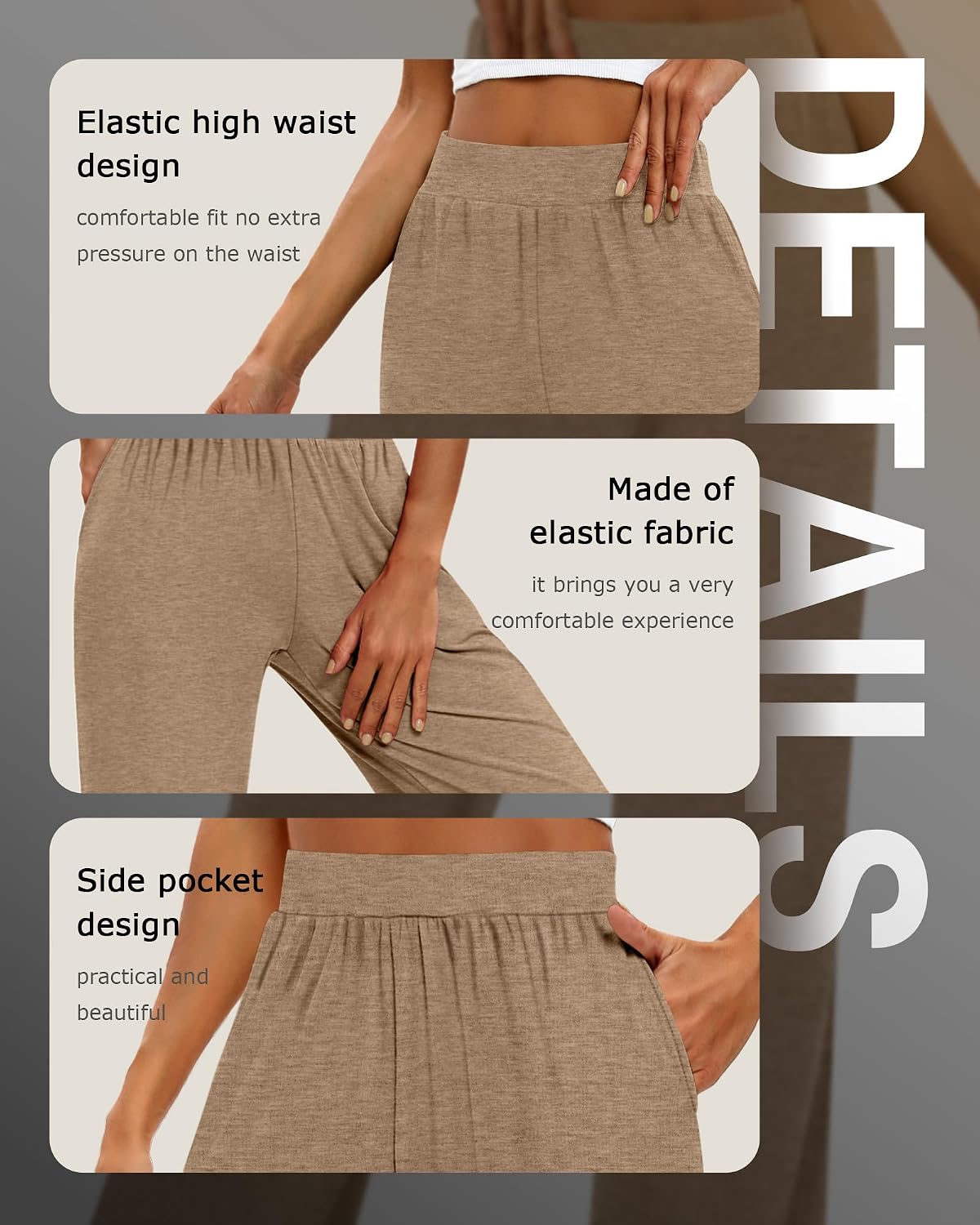 Women's Wide Leg Lounge Pants Elastic Waist with Pockets