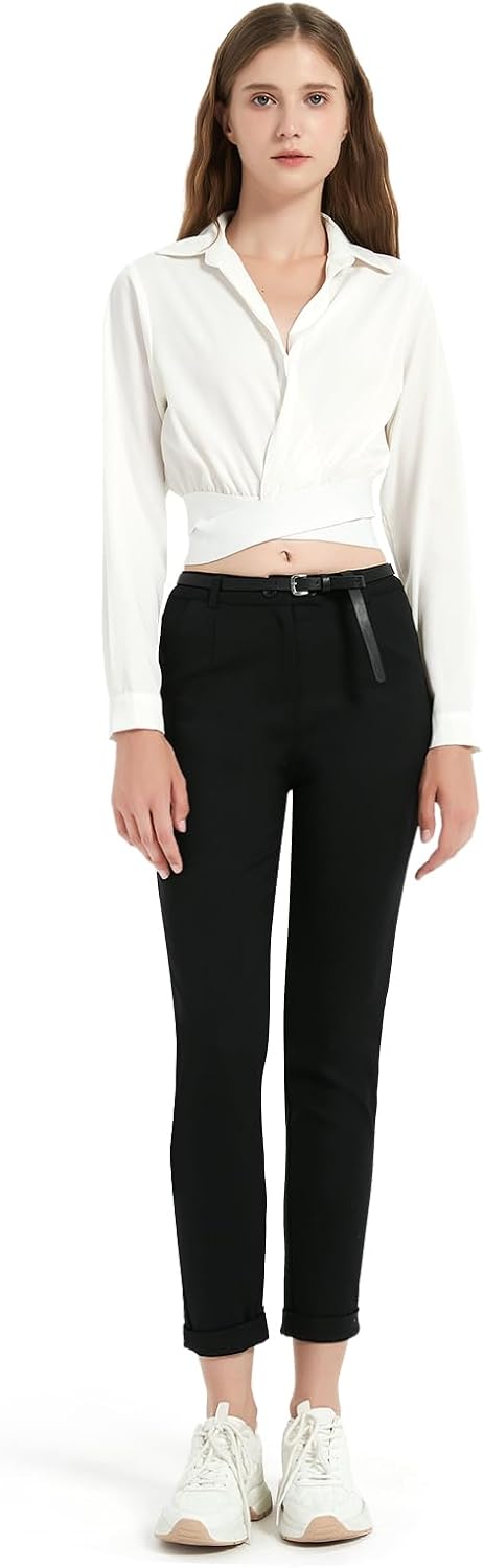Womens Dress Pants High Waisted Straight Leg Cotton Business Casual Office Work Slacks for Women