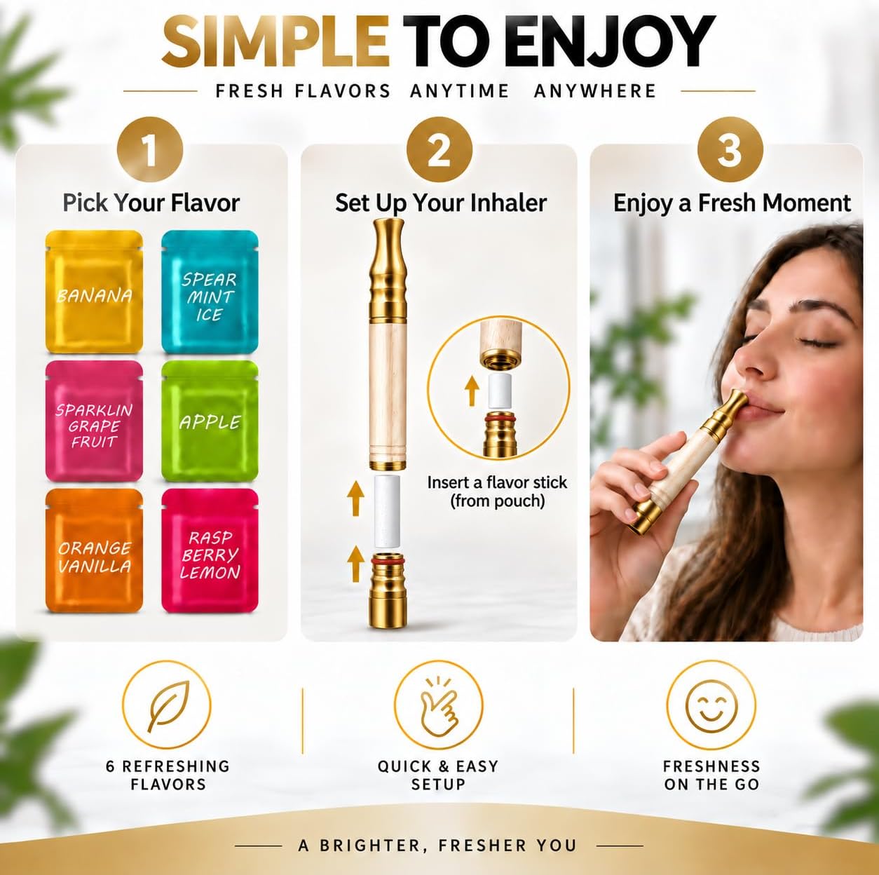 Portable Wooden Aroma Stick with 6 Flavor Refills Portable Wooden Aroma Stick with 6 Flavor Refills