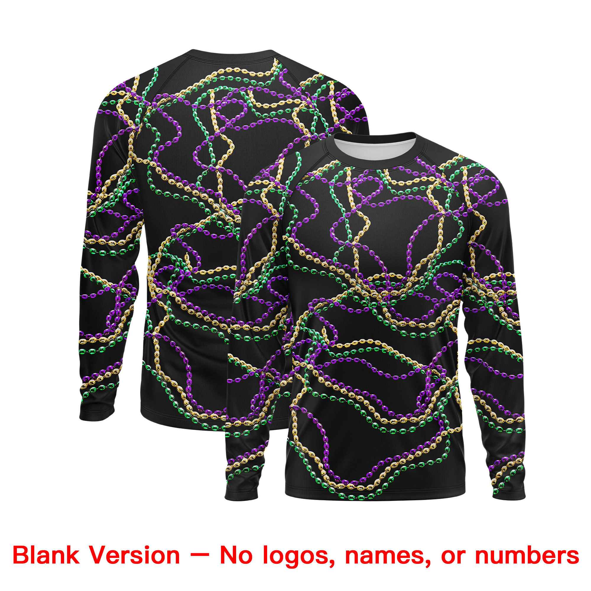 Benutzerdefiniertes, personalisiertes Mardi Gras Langarm-Performance-T-Shirt mit Rundhalsausschnitt