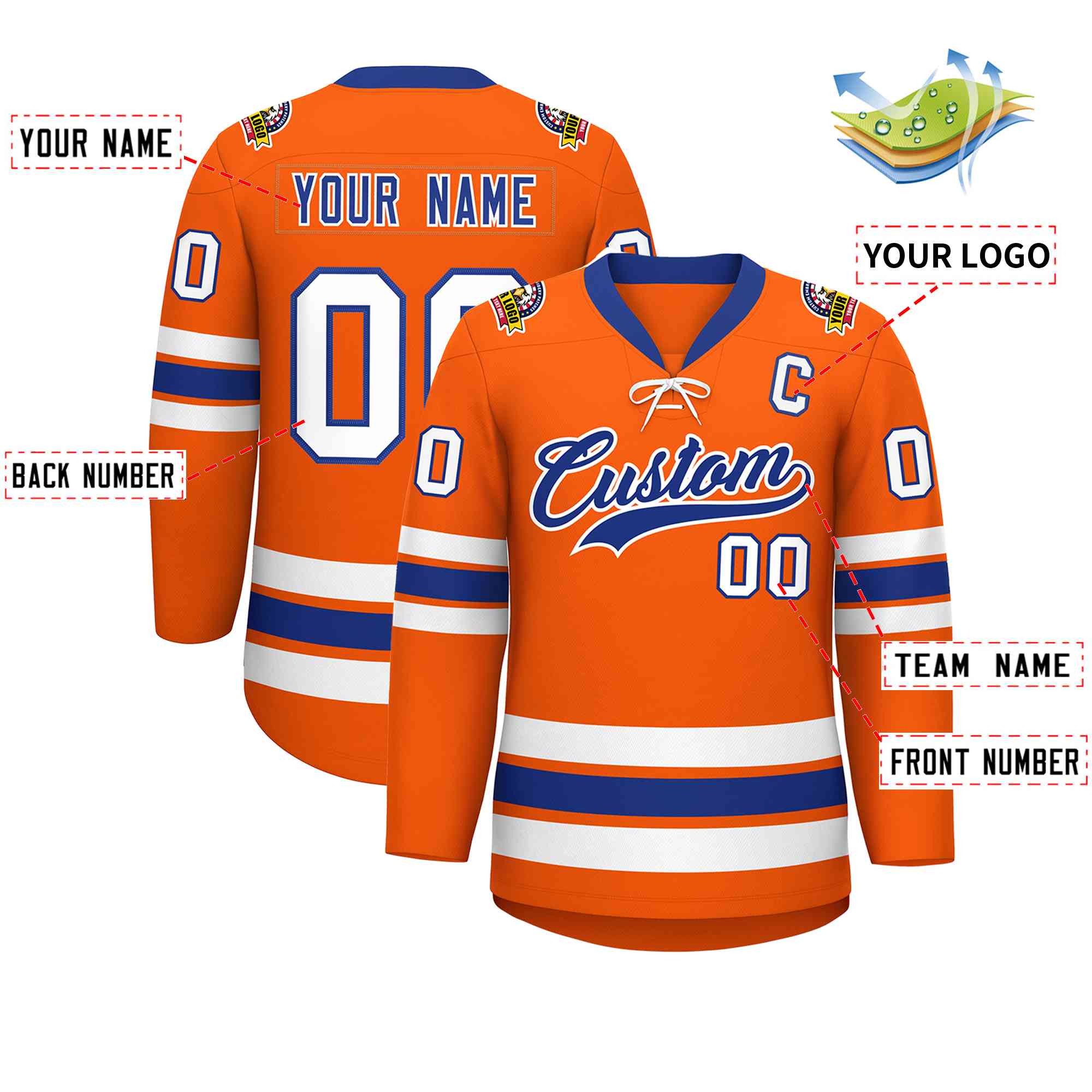 Custom Lace-Up Neck Hockey Jersey