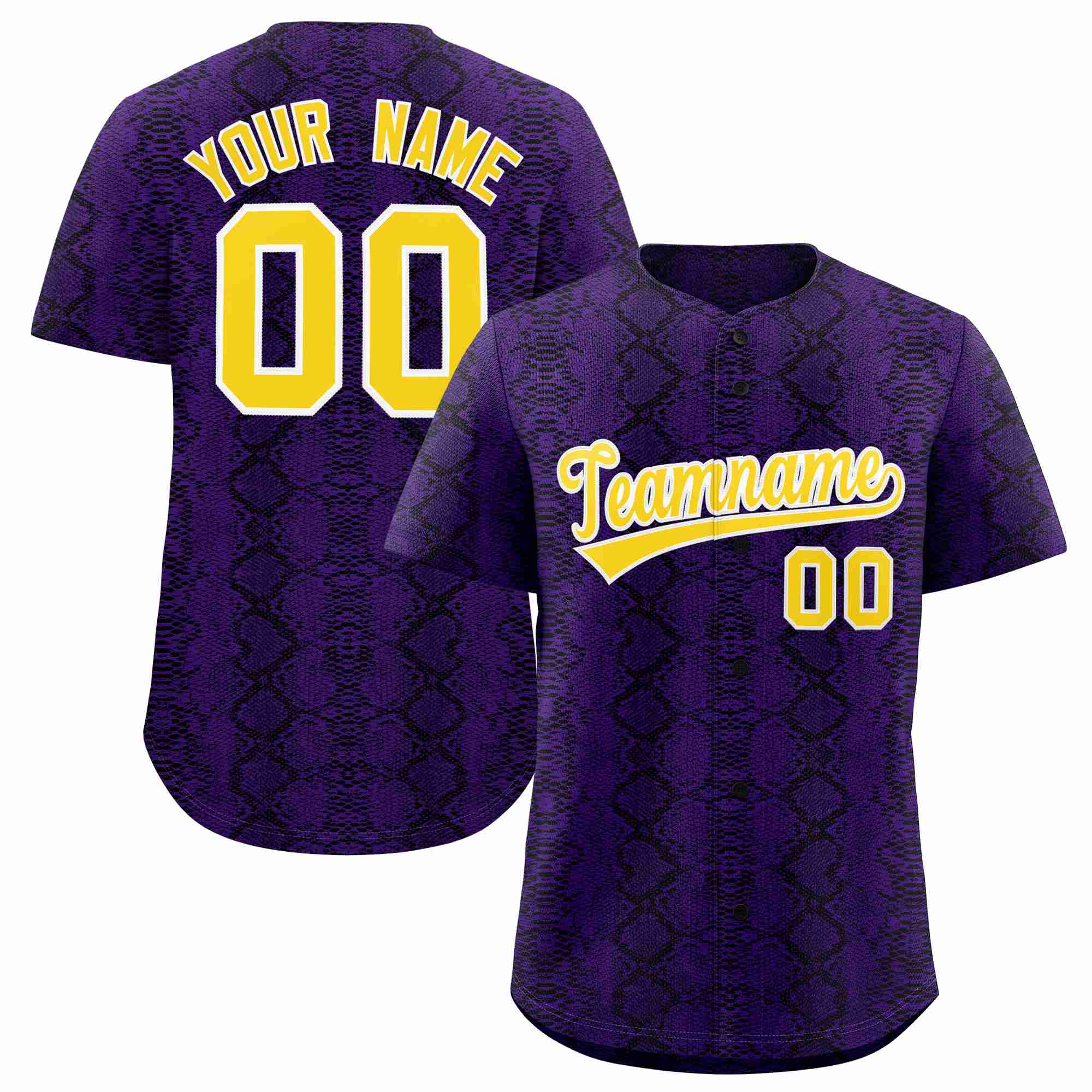Benutzerdefiniertes authentisches Baseball-Trikot mit mehrfarbigem Schlangenledermuster
