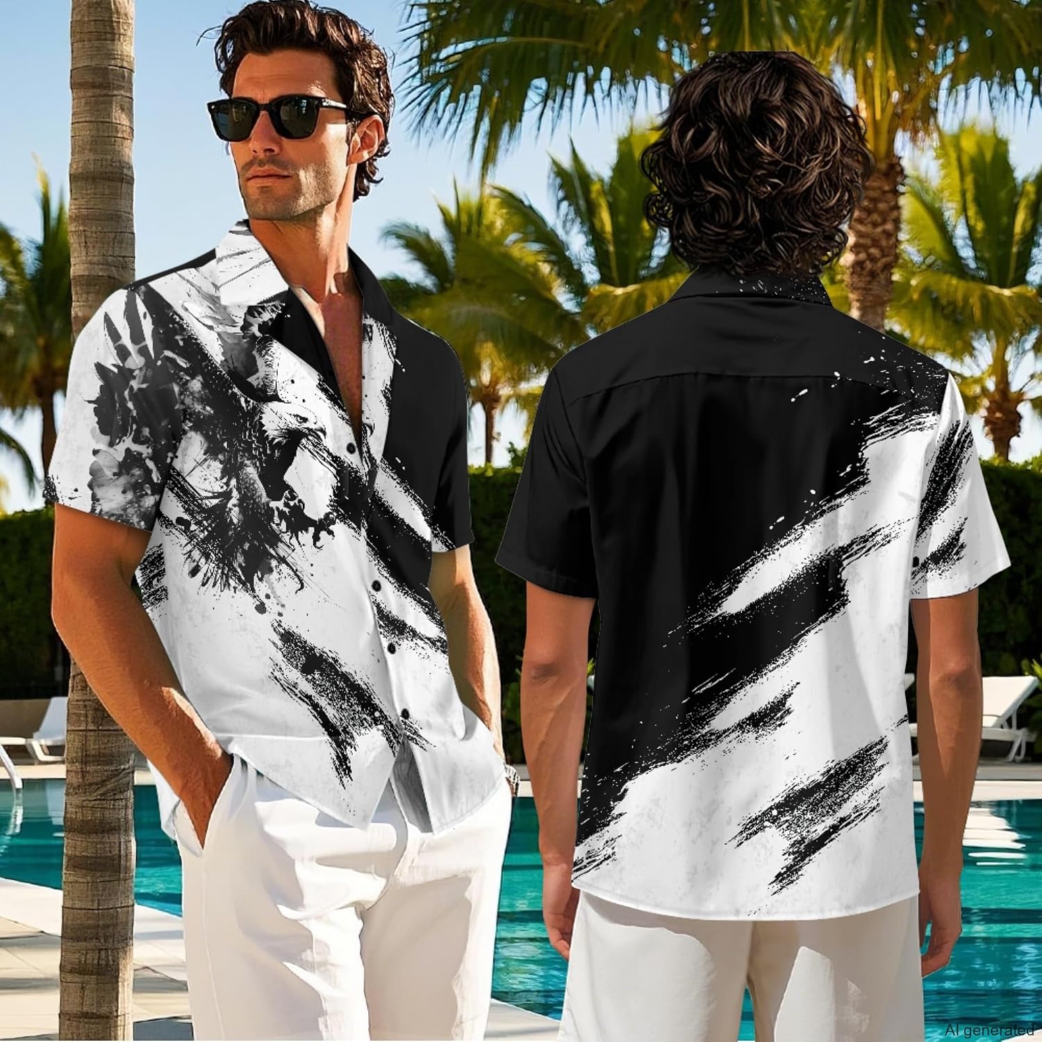 Couples Matching Eagle Print Tank Mini Dress and Shirt Couples Matching Eagle Print Tank Mini Dress and Shirt