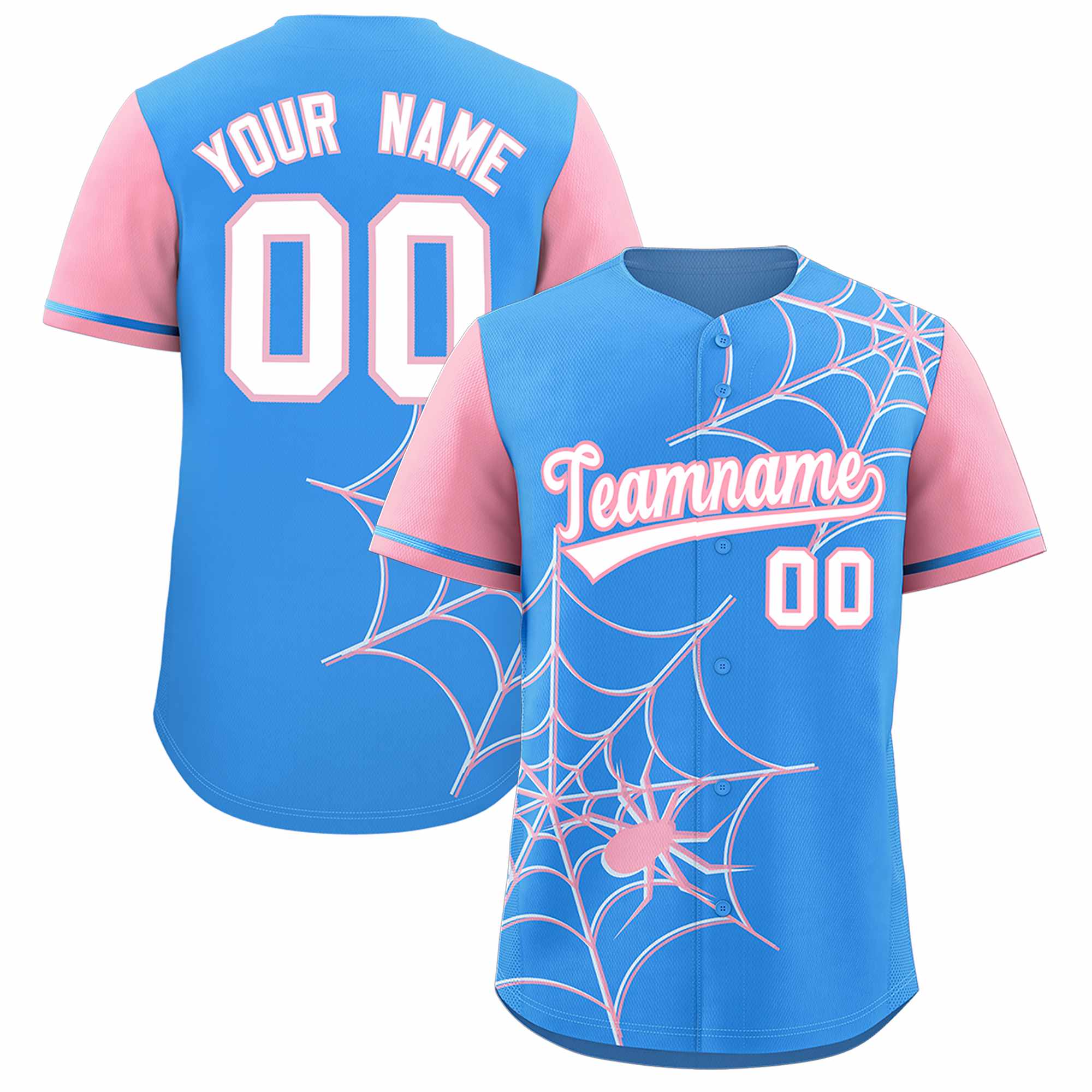 Benutzerdefiniertes Spinnennetz-Muster, Raglanärmel, authentisches Baseball-Trikot
