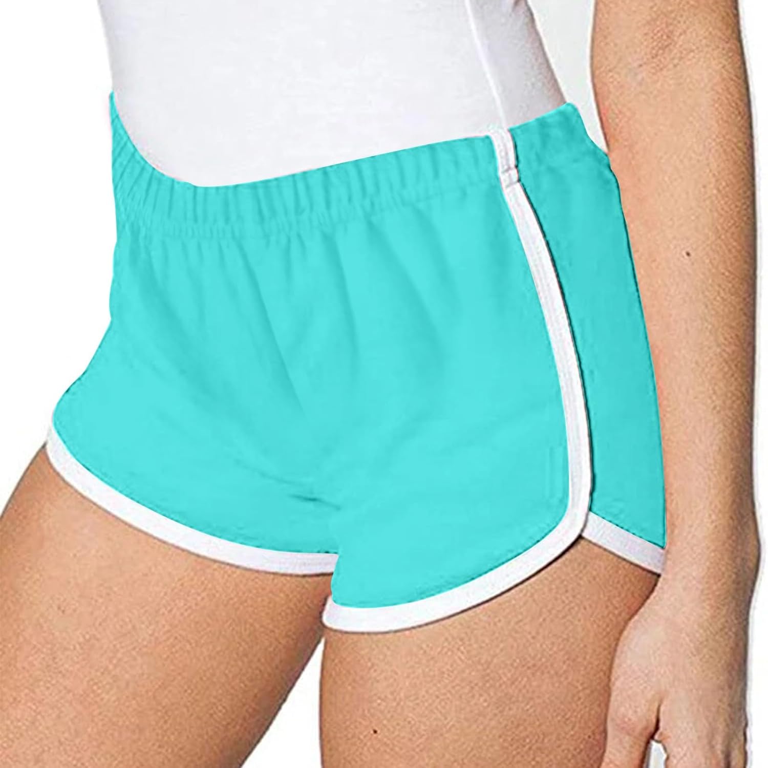 Athletic Shorts for Women 3 Packs Elastic Waist Color Block Lounge Yoga Shorts Comfy Running Biker Workout Shorts