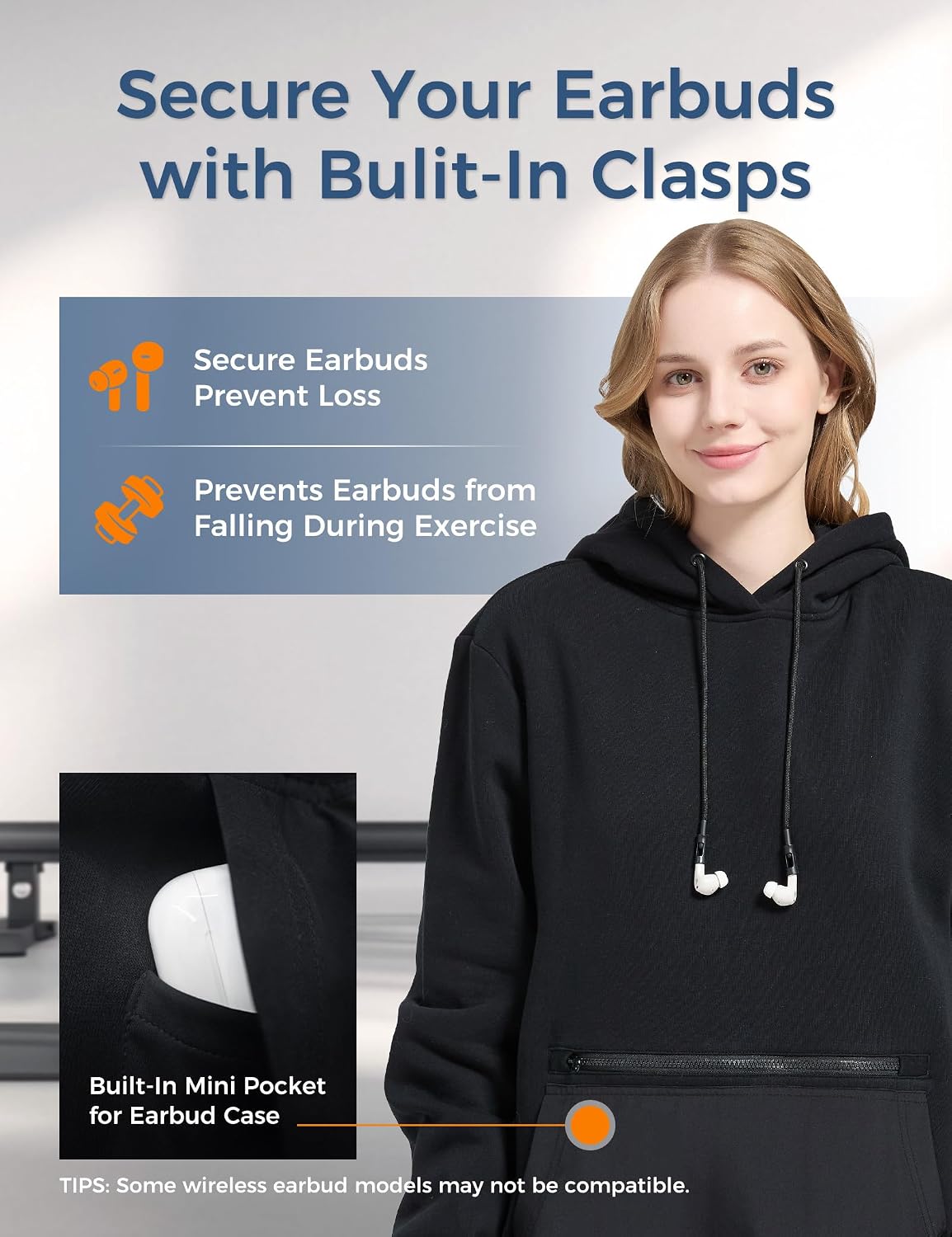 Travel Hoodie with Built-In Eye Mask for Airplane Breathable Comfort Pullover Sweatshirt Multiple Pockets Travel Hoodie with Built-In Eye Mask for Airplane Breathable Comfort Pullover Sweatshirt Multiple Pockets