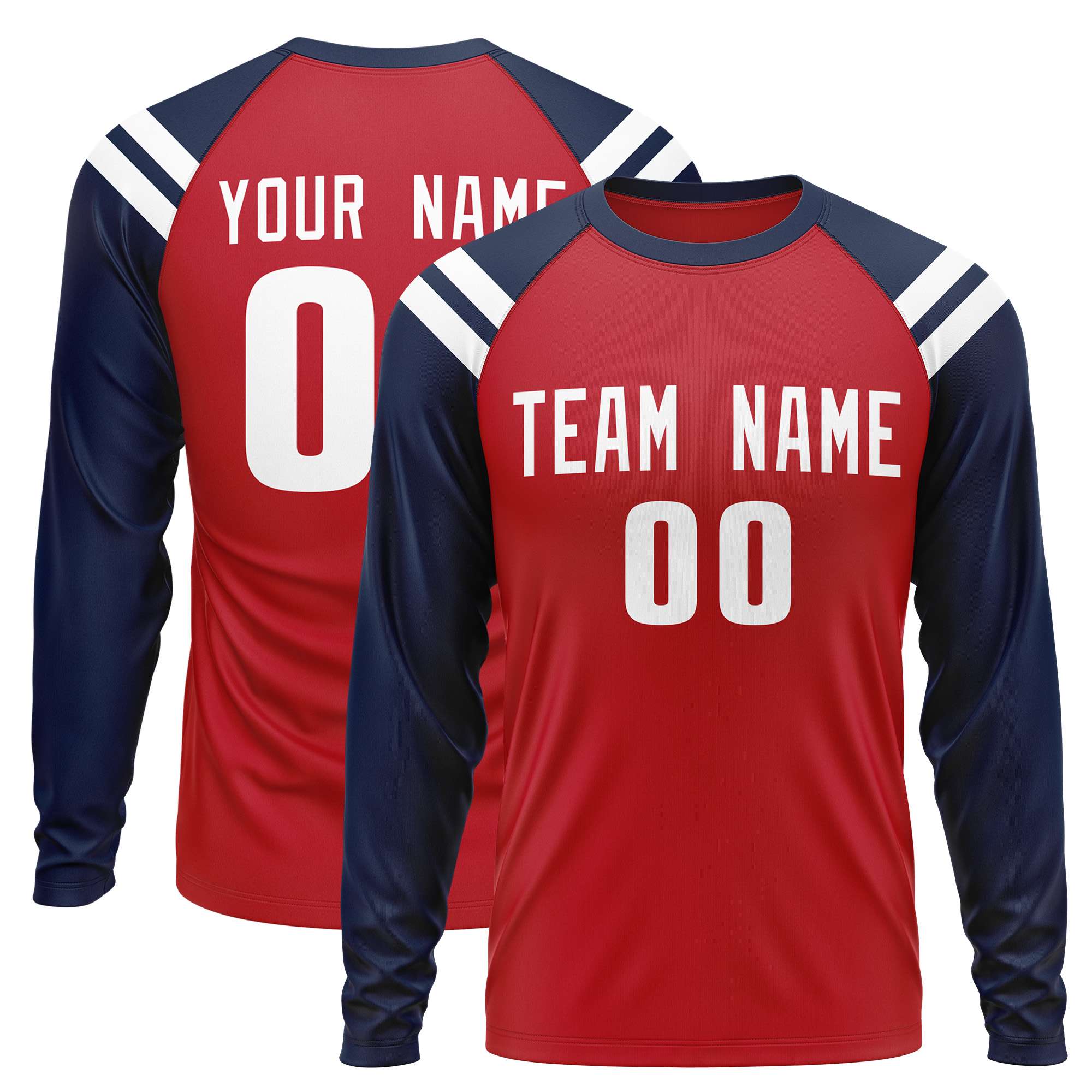 Personalisiertes Raglan-Langarm-Performance-T-Shirt mit individuellem Rundhalsausschnitt