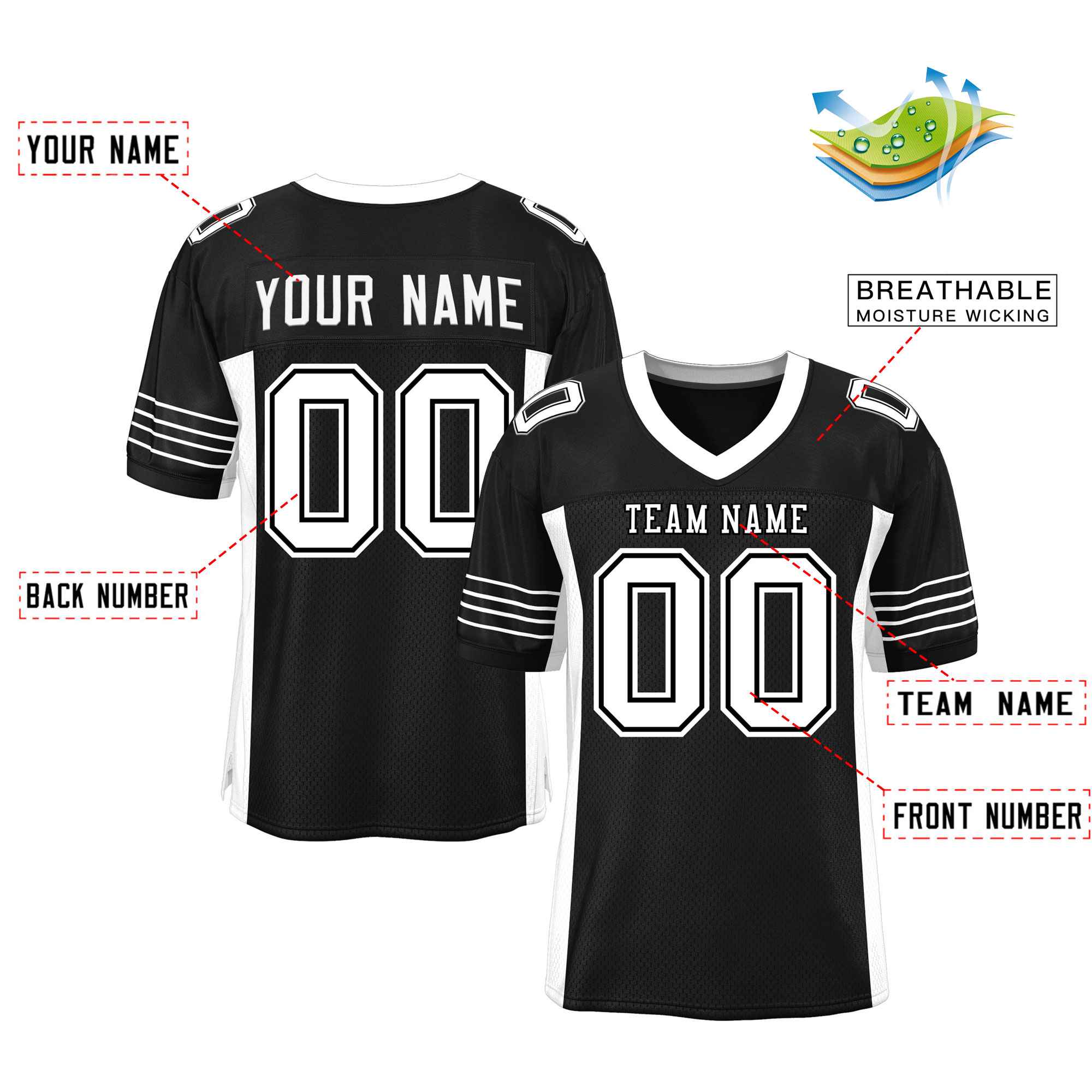 Authentisches Mesh-Fußballtrikot mit individuellem Einsatz und Farbdesign