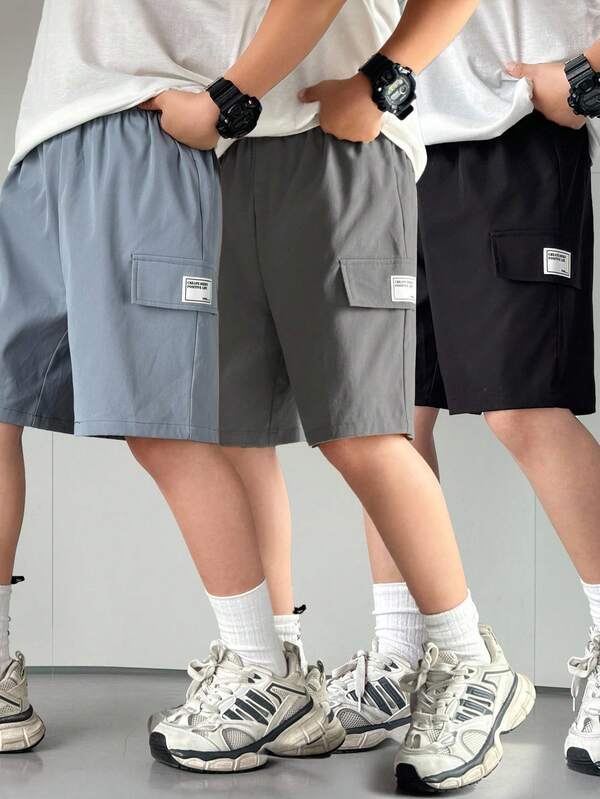 Lose gewebte Shorts in Schwarz für Teenager